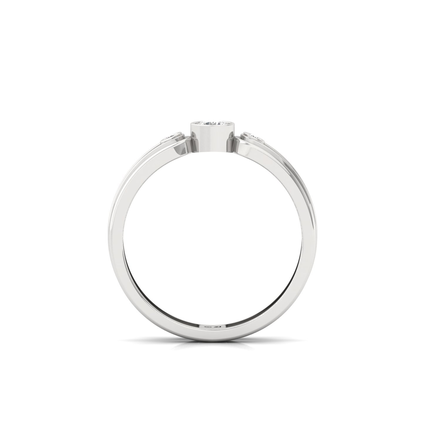 Round Cut Diamond Modern Band Ring | Lab Grown CVD Diamond Triple Stone Ring | 925 Silver | 10K | 14K | 18K - View 3