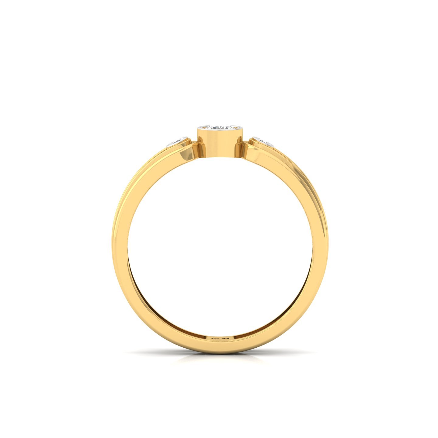 Round Cut Diamond Modern Band Ring | Lab Grown CVD Diamond Triple Stone Ring | 925 Silver | 10K | 14K | 18K - View 3