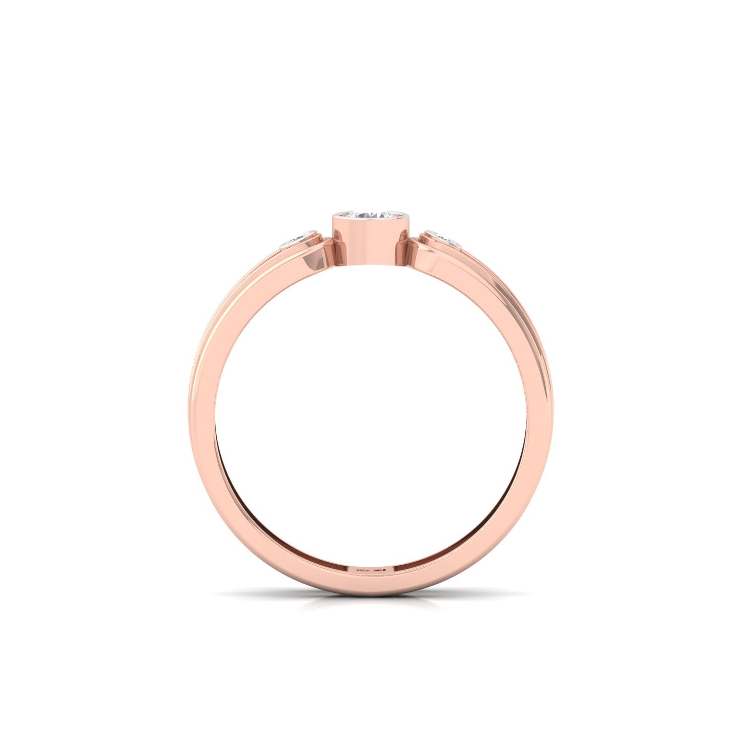 Round Cut Diamond Modern Band Ring | Lab Grown CVD Diamond Triple Stone Ring | 925 Silver | 10K | 14K | 18K - View 3