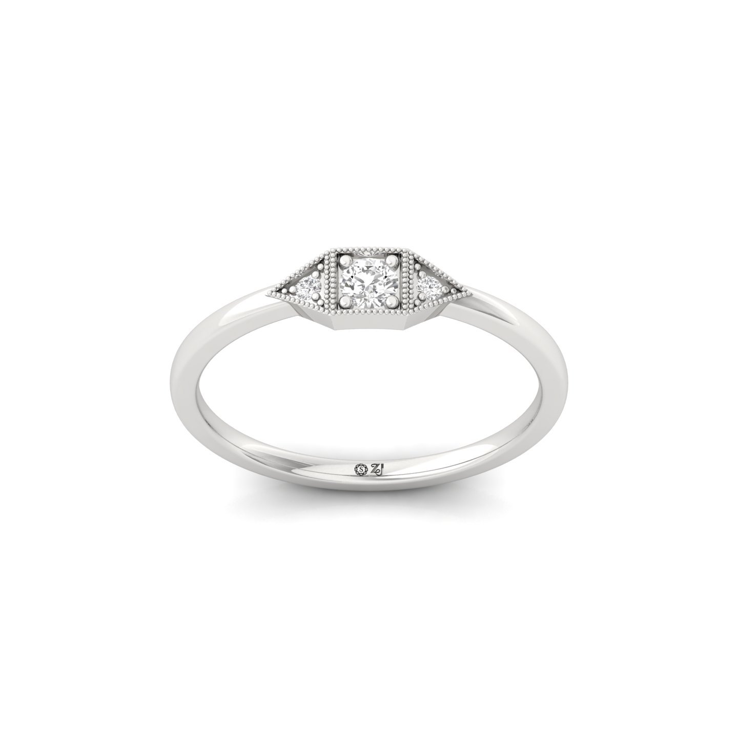 Round Cut Diamond Vintage Inspired Ring | Lab Grown CVD Diamond Solitaire Band | 925 Silver | 10K | 14K | 18K - Main View