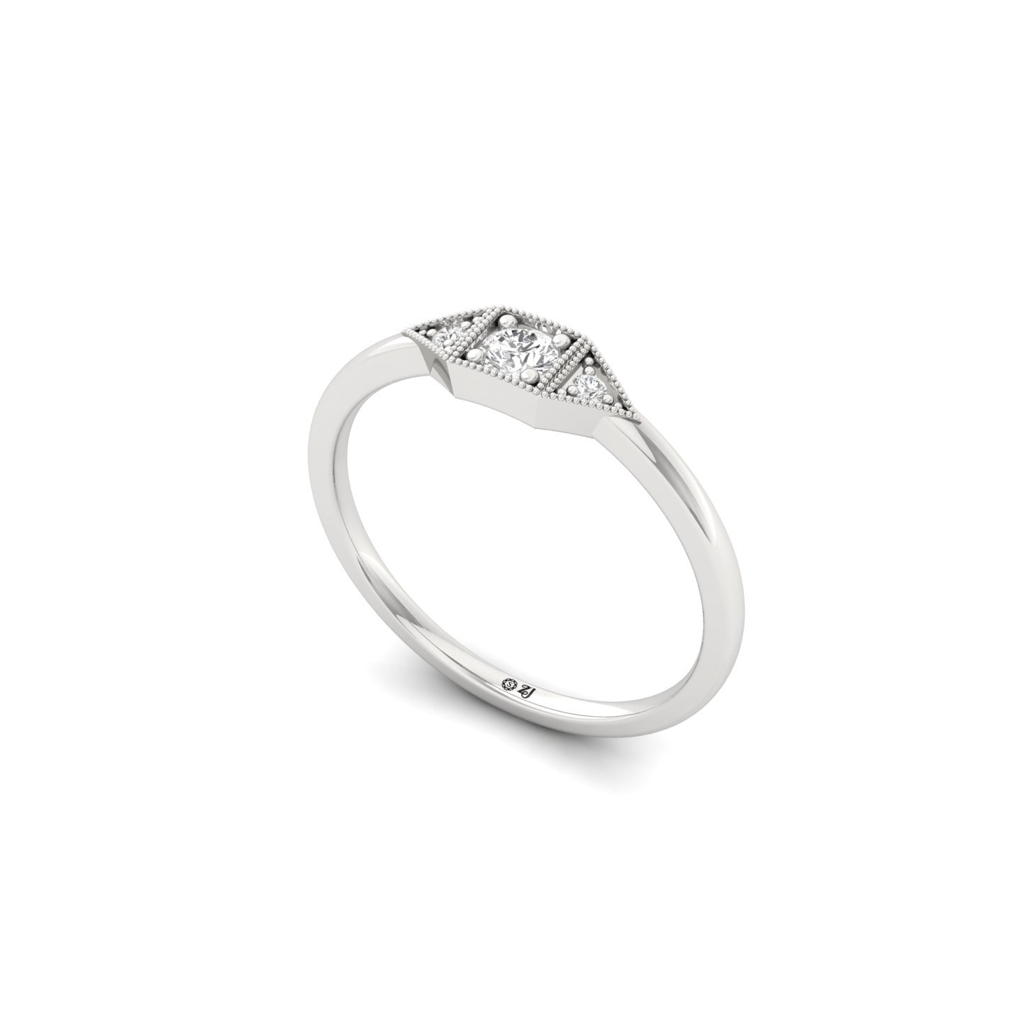 Round Cut Diamond Vintage Inspired Ring | Lab Grown CVD Diamond Solitaire Band | 925 Silver | 10K | 14K | 18K - View 2
