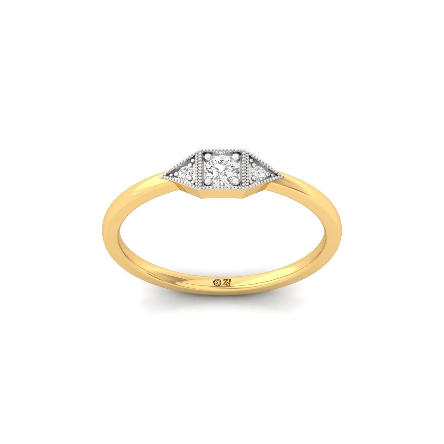 Round Cut Diamond Vintage Inspired Ring | Lab Grown CVD Diamond Solitaire Band | 925 Silver | 10K | 14K | 18K - Gold Main View