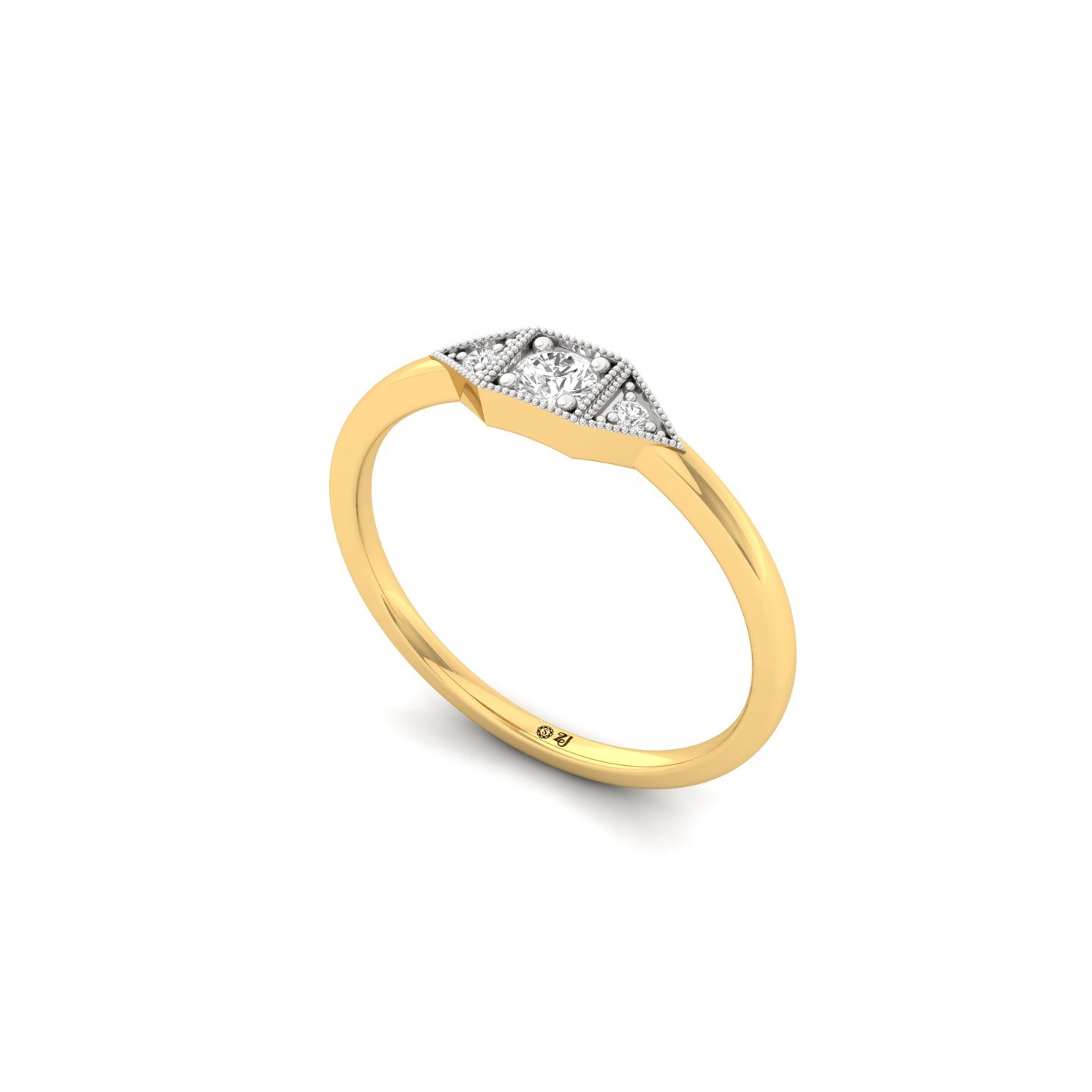 Round Cut Diamond Vintage Inspired Ring | Lab Grown CVD Diamond Solitaire Band | 925 Silver | 10K | 14K | 18K - View 2
