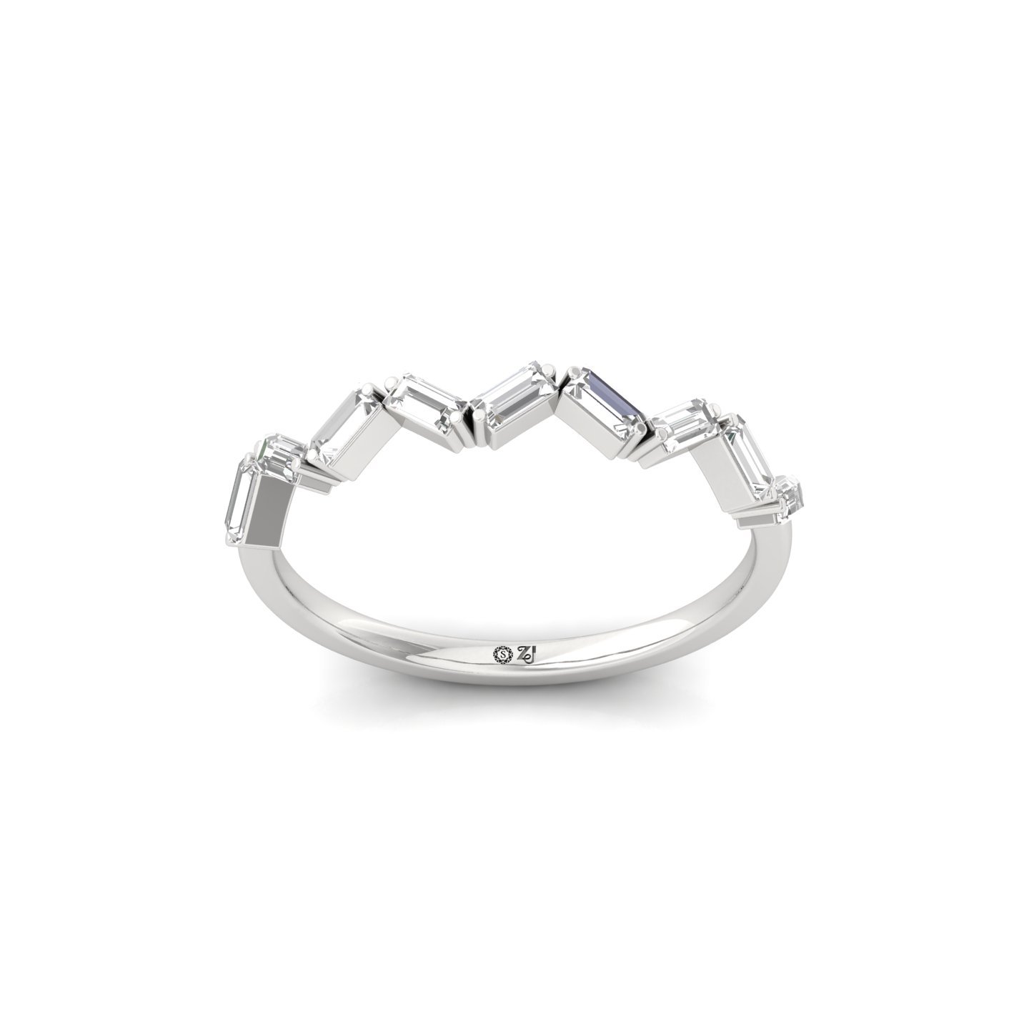 Baguette Diamond Band Ring | Lab Grown CVD Diamond Geometric Eternity Ring | 925 Silver | 10K | 14K | 18K - Main View