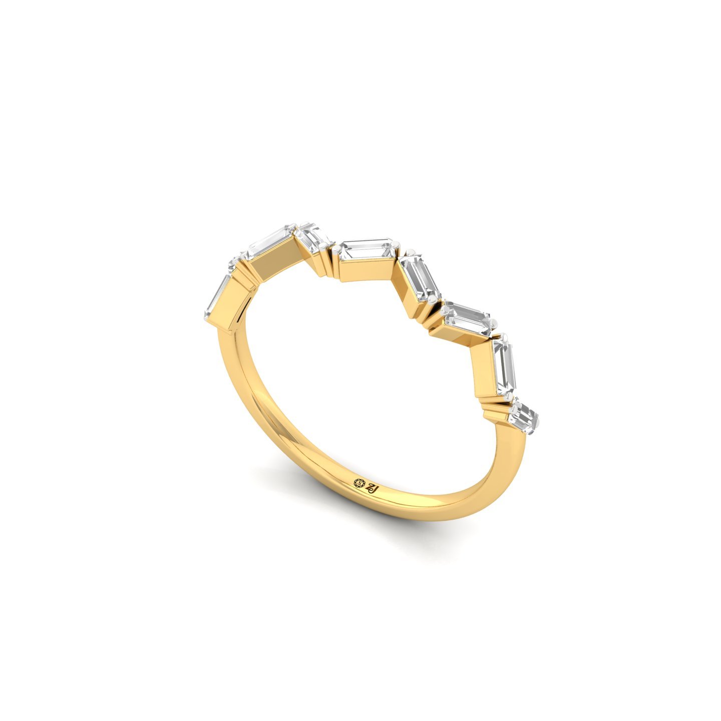 Baguette Diamond Band Ring | Lab Grown CVD Diamond Geometric Eternity Ring | 925 Silver | 10K | 14K | 18K - View 2