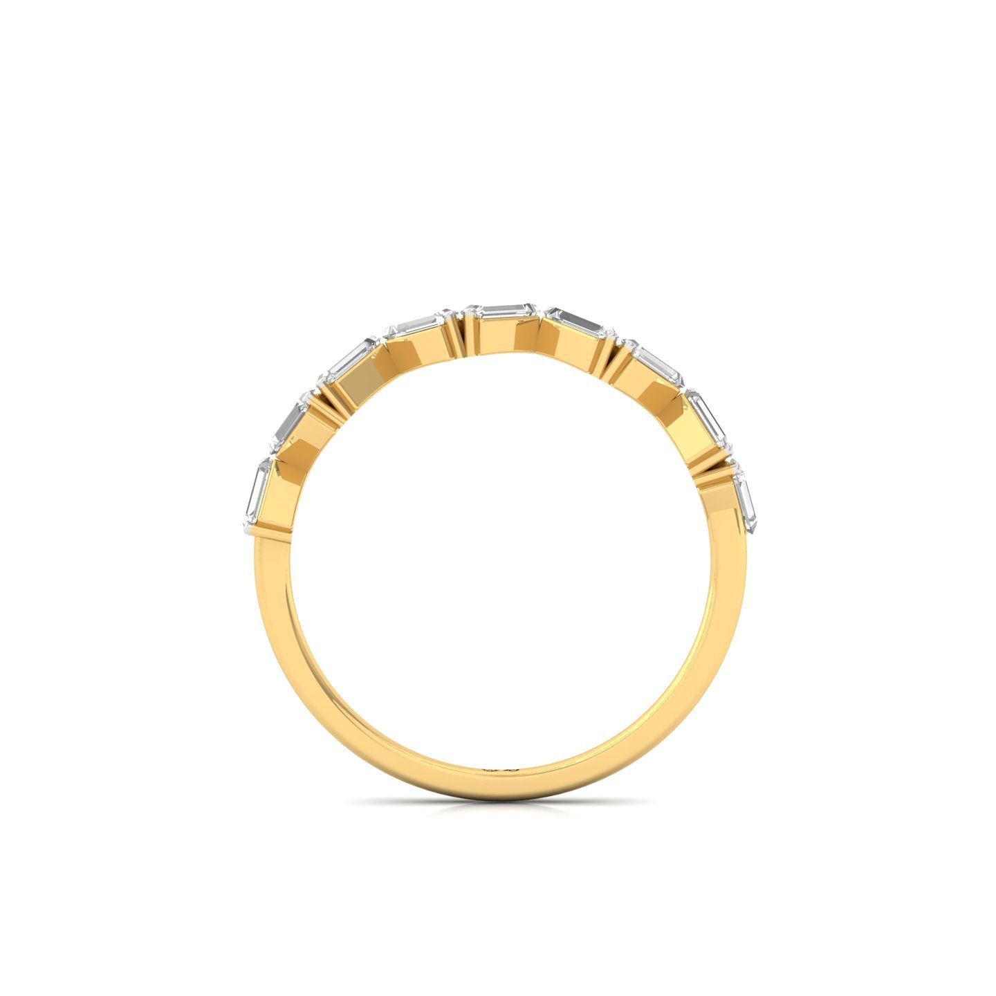 Baguette Diamond Band Ring | Lab Grown CVD Diamond Geometric Eternity Ring | 925 Silver | 10K | 14K | 18K - View 3