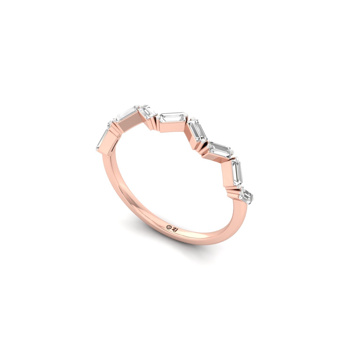 Baguette Diamond Band Ring | Lab Grown CVD Diamond Geometric Eternity Ring | 925 Silver | 10K | 14K | 18K - View 2