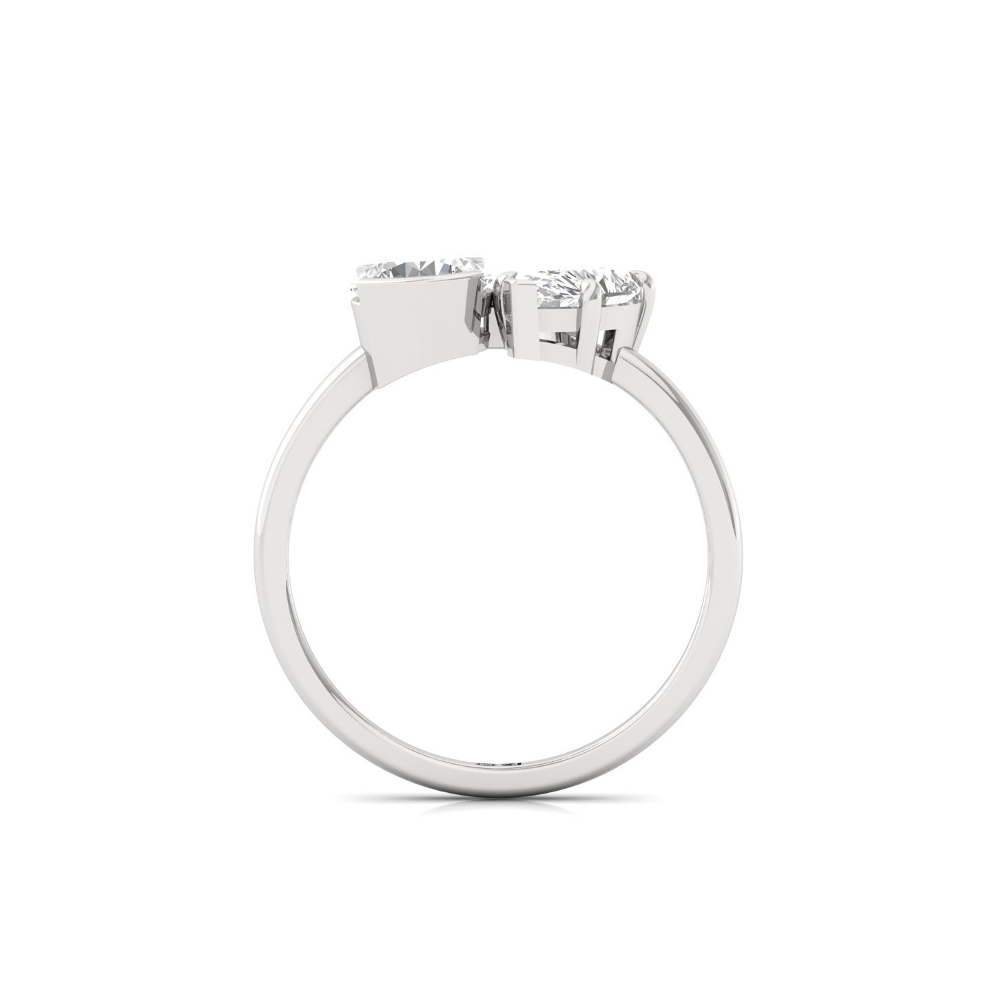 Round & Pear Two Stone Diamond Engagement Ring | Lab Grown CVD Diamond Toi Et Moi Ring | 925 Silver | 10K | 14K | 18K - View 3
