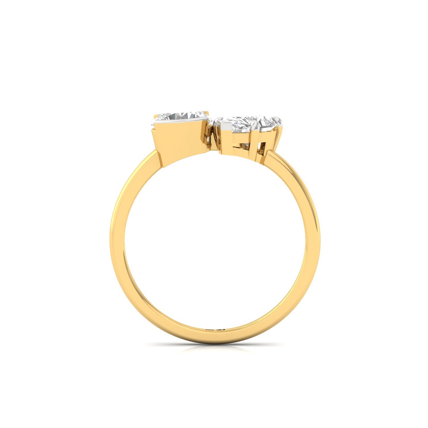 Round & Pear Two Stone Diamond Engagement Ring | Lab Grown CVD Diamond Toi Et Moi Ring | 925 Silver | 10K | 14K | 18K - View 3