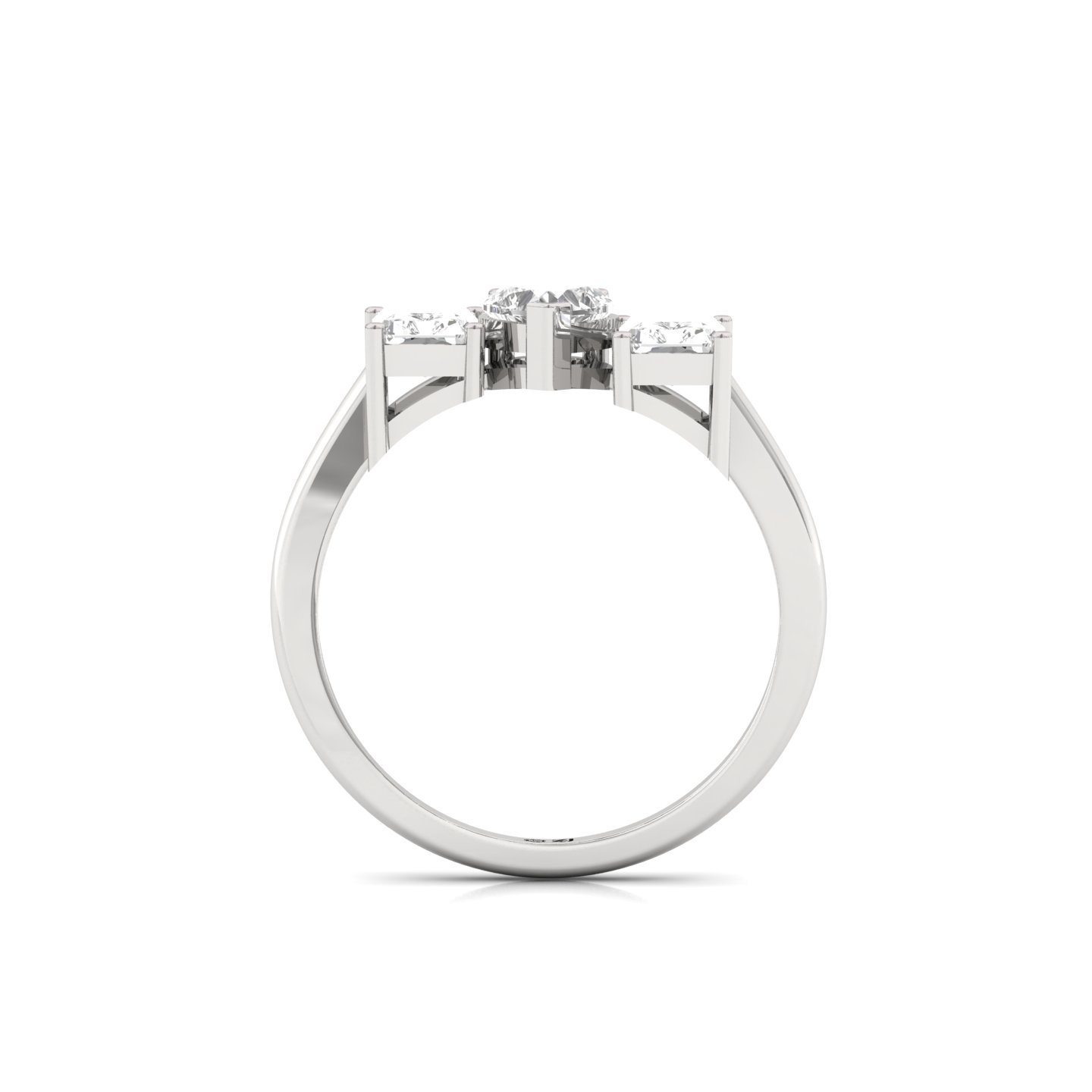 Radiant & Heart Three Stone Diamond Engagement Ring | Lab Grown CVD Diamond Trilogy Ring | 925 Silver | 10K | 14K | 18K - View 3