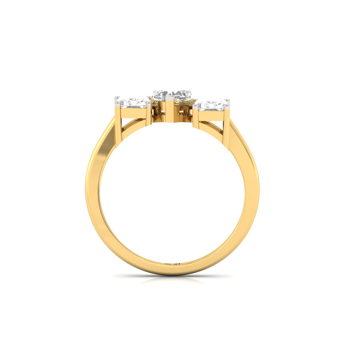 Radiant & Heart Three Stone Diamond Engagement Ring | Lab Grown CVD Diamond Trilogy Ring | 925 Silver | 10K | 14K | 18K - View 3