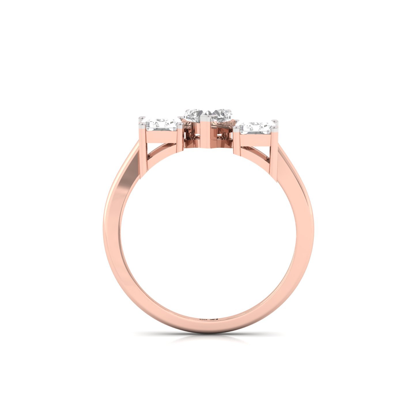 Radiant & Heart Three Stone Diamond Engagement Ring | Lab Grown CVD Diamond Trilogy Ring | 925 Silver | 10K | 14K | 18K - View 3