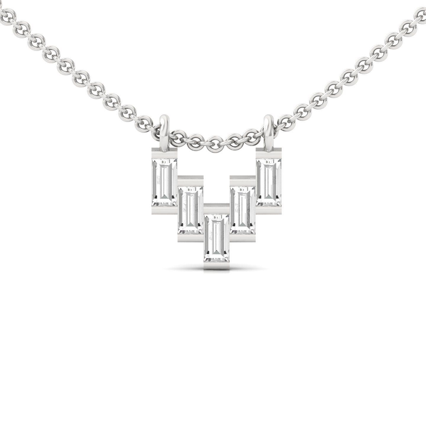 Baguette Cut Diamond Pendant | Modern Lab Grown CVD Diamond Necklace Charm (Without Chain) | 925 Silver | 10K | 14K | 18K - Main View