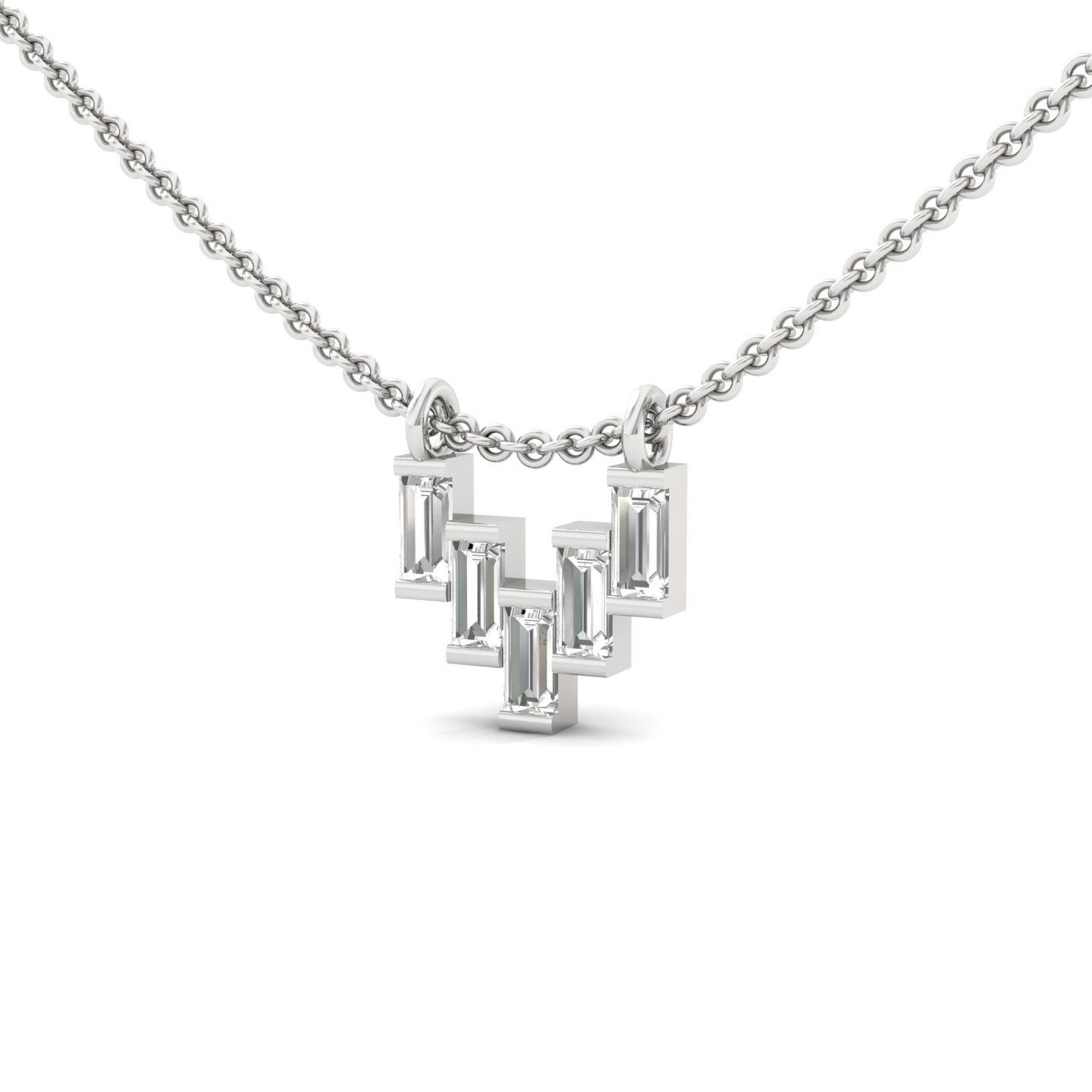 Baguette Cut Diamond Pendant | Modern Lab Grown CVD Diamond Necklace Charm (Without Chain) | 925 Silver | 10K | 14K | 18K - View 2