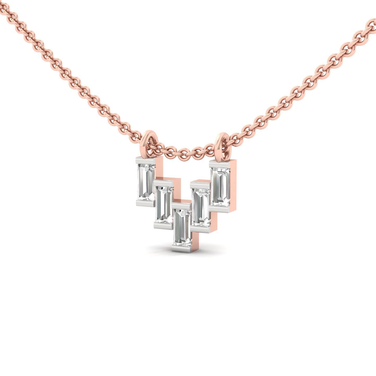 Baguette Cut Diamond Pendant | Modern Lab Grown CVD Diamond Necklace Charm (Without Chain) | 925 Silver | 10K | 14K | 18K - View 2