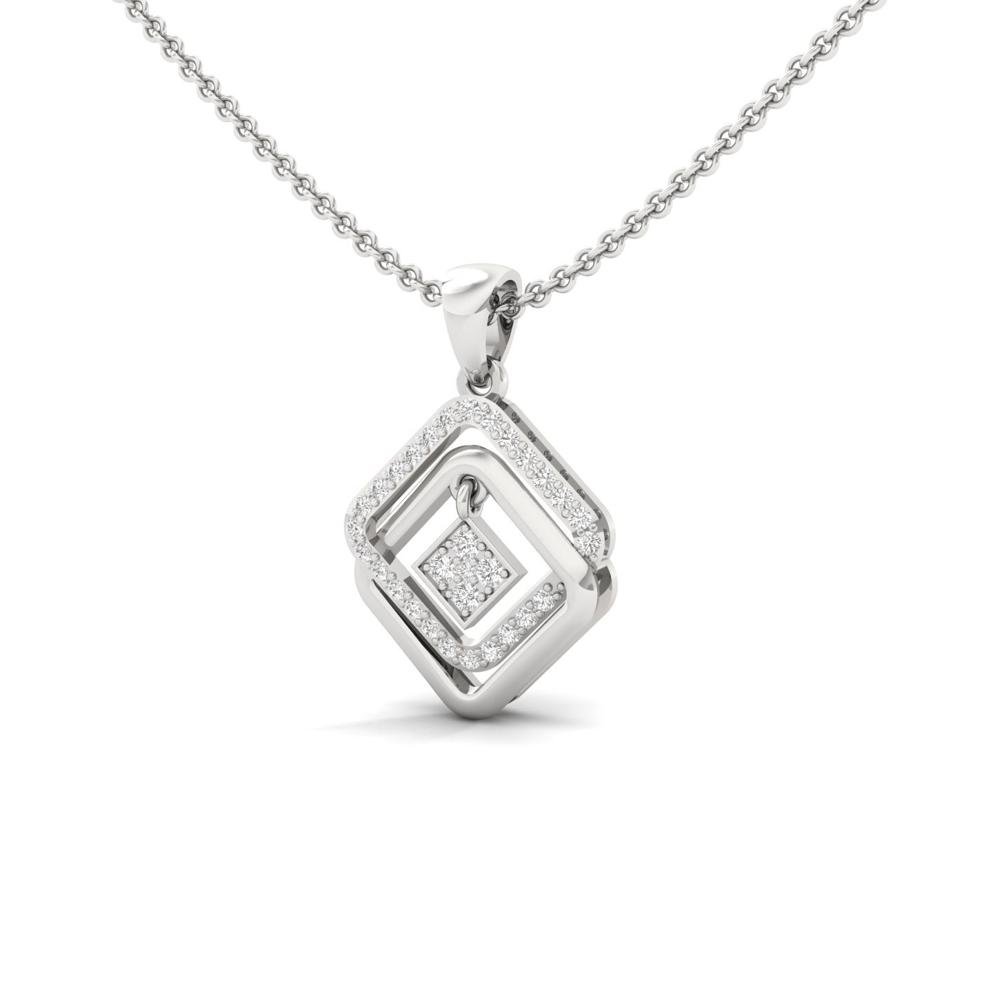 Round Diamond Geometric Pendant | Modern Lab Grown CVD Diamond Necklace (Without Chain) | 925 Silver | 10K | 14K | 18K - View 2