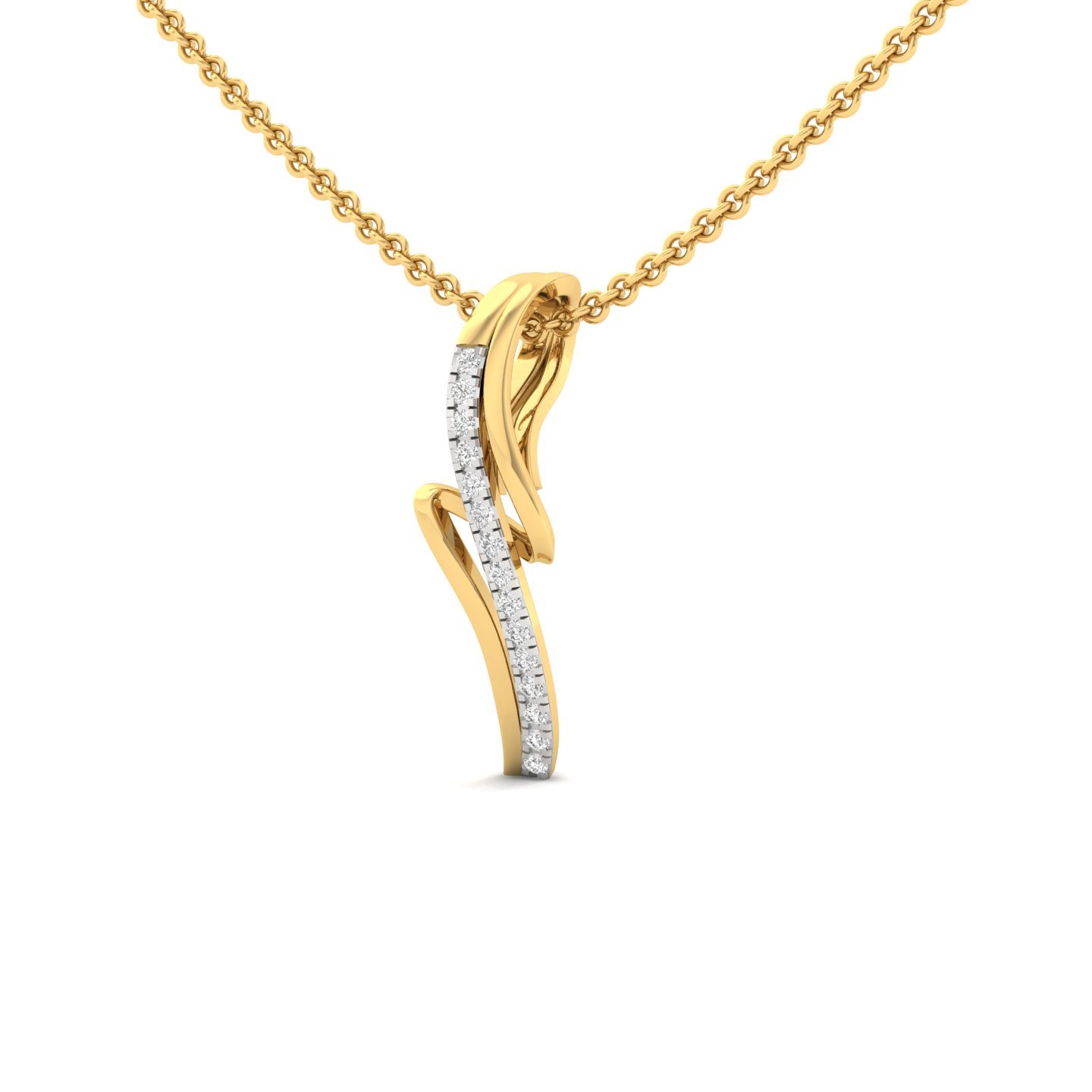 Round Diamond Pendant | Elegant Lab Grown CVD Diamond Flow Pendant (Without Chain) | 925 Silver | 10K | 14K | 18K - View 2