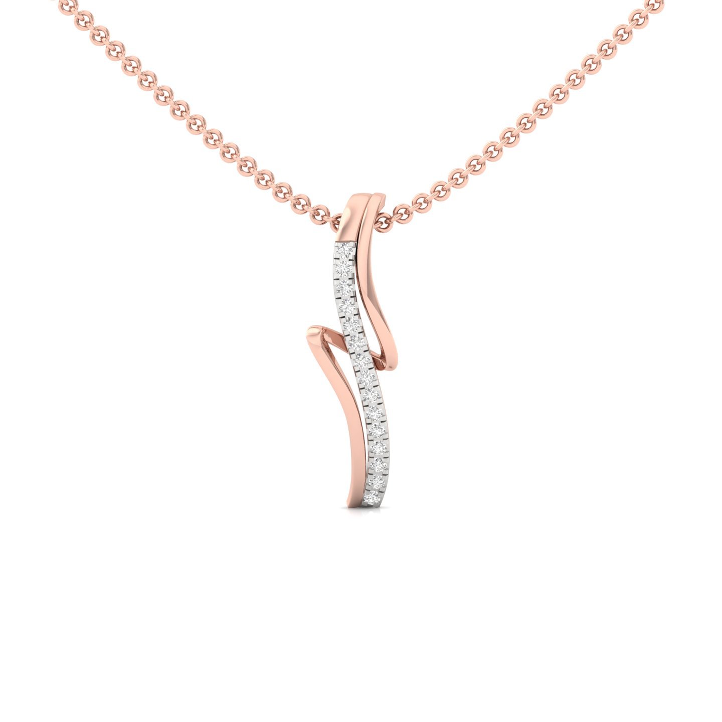 Round Diamond Pendant | Elegant Lab Grown CVD Diamond Flow Pendant (Without Chain) | 925 Silver | 10K | 14K | 18K - Rose Gold Main View