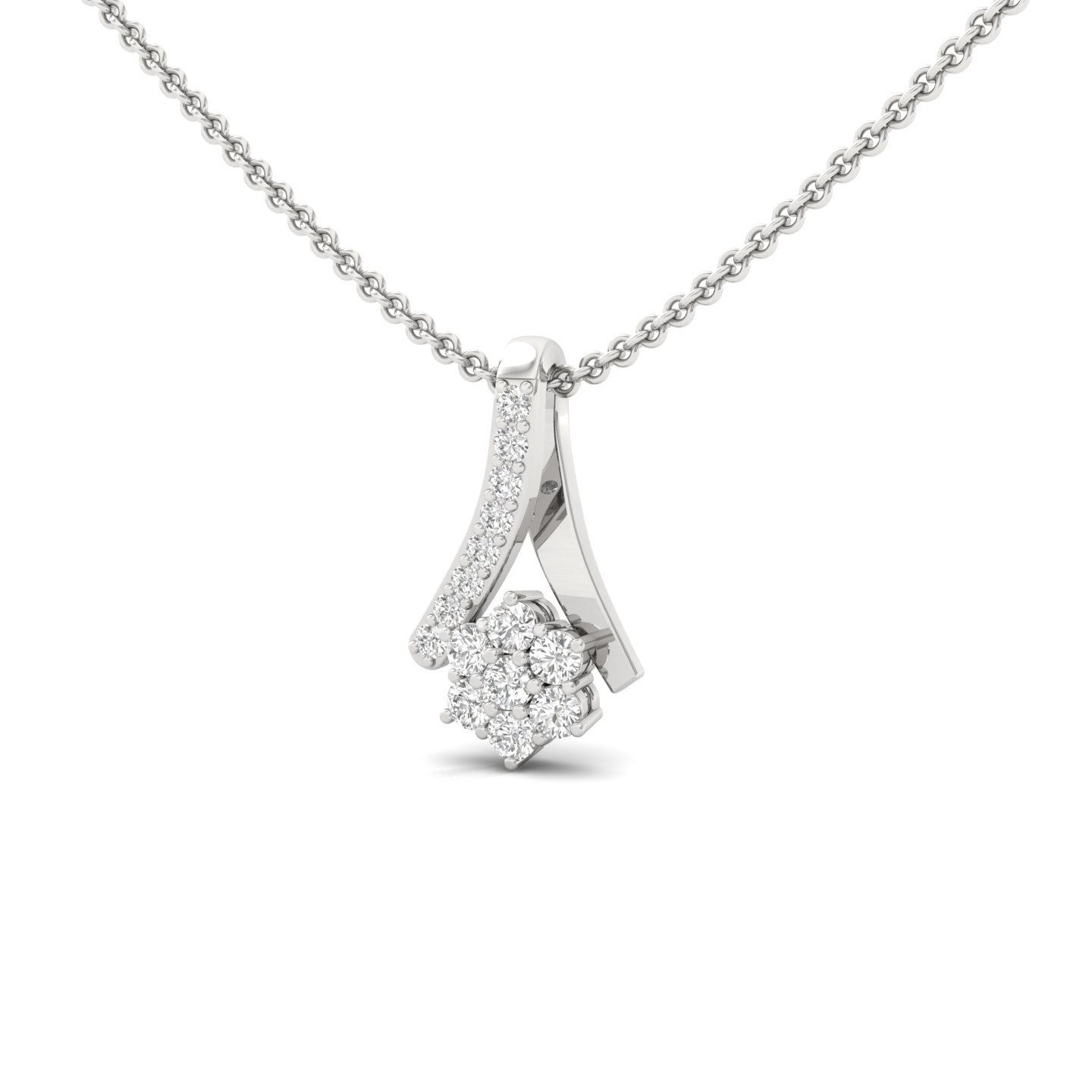 Round Diamond Pendant | Lab Grown CVD Diamond Floral Cluster Necklace (Without Chain) | 925 Silver | 10K | 14K | 18K - View 2