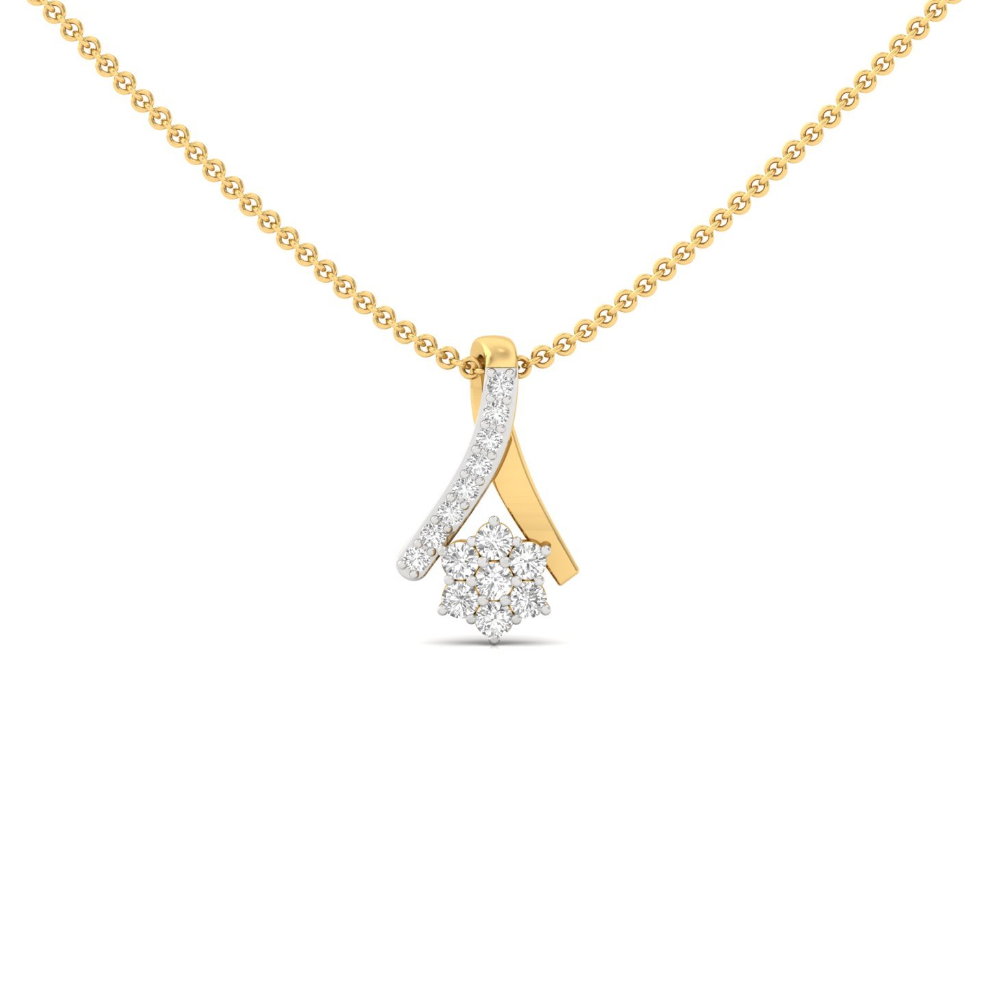 Round Diamond Pendant | Lab Grown CVD Diamond Floral Cluster Necklace (Without Chain) | 925 Silver | 10K | 14K | 18K - Gold Main View