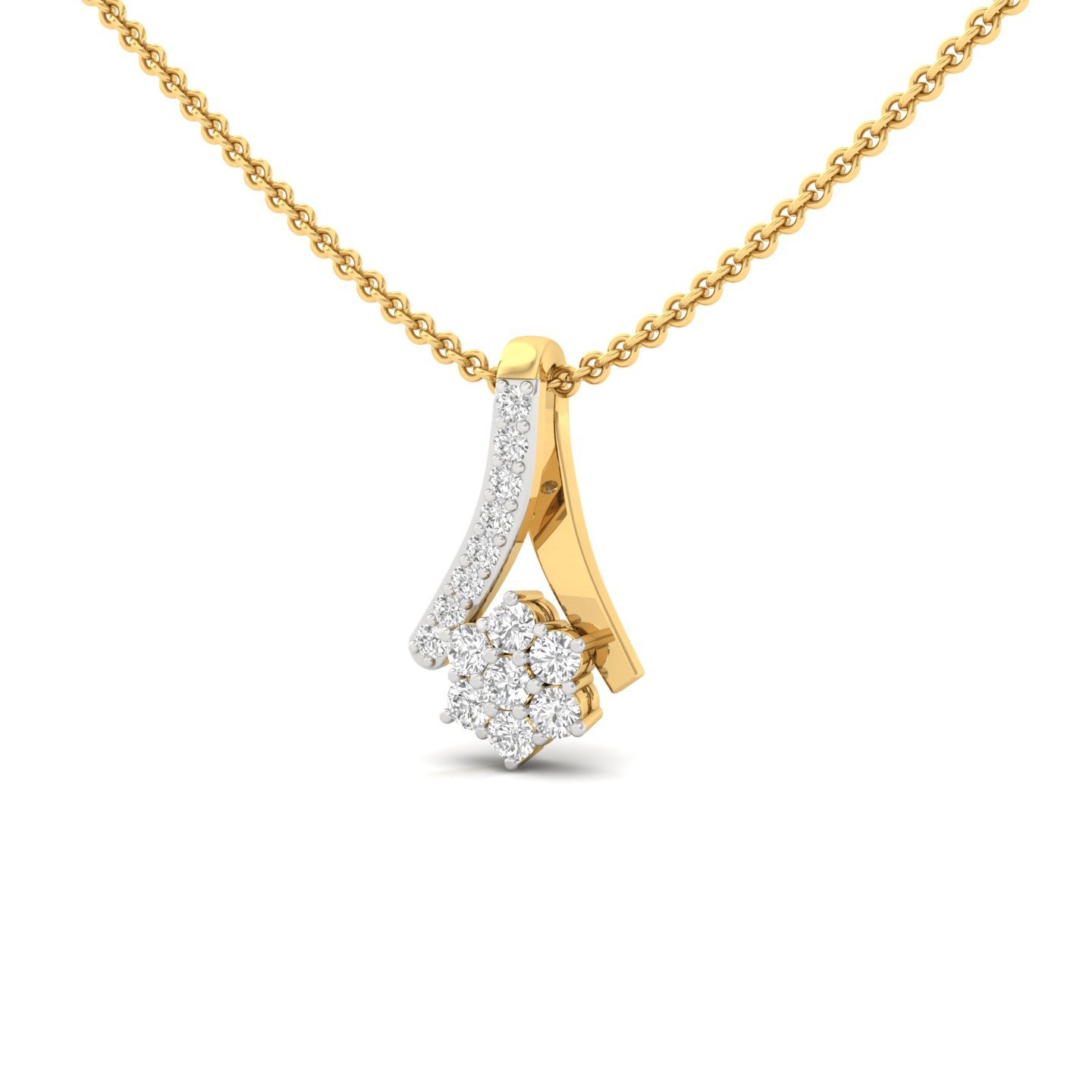 Round Diamond Pendant | Lab Grown CVD Diamond Floral Cluster Necklace (Without Chain) | 925 Silver | 10K | 14K | 18K - View 2