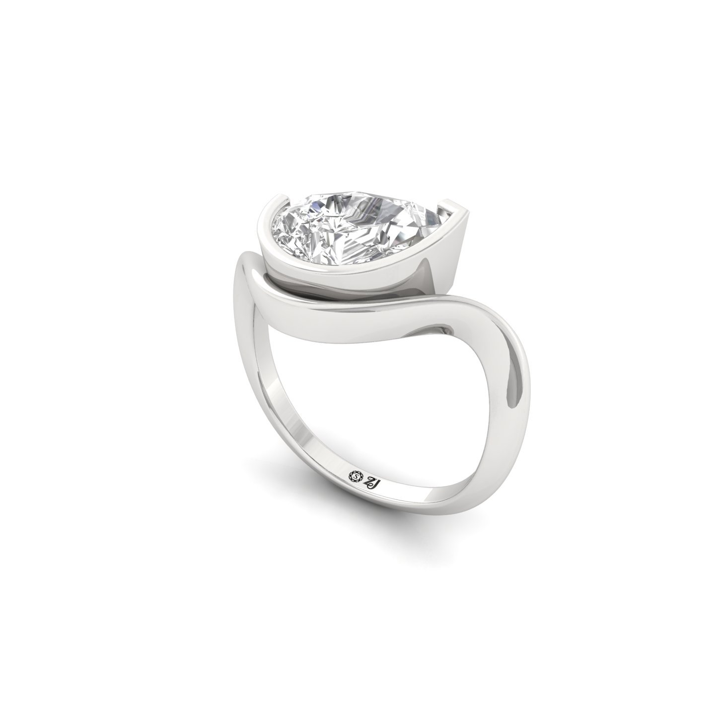 Pear Cut Diamond Solitaire Ring | Lab Grown CVD Diamond Bypass Engagement Ring | 925 Silver | 10K | 14K | 18K - View 2