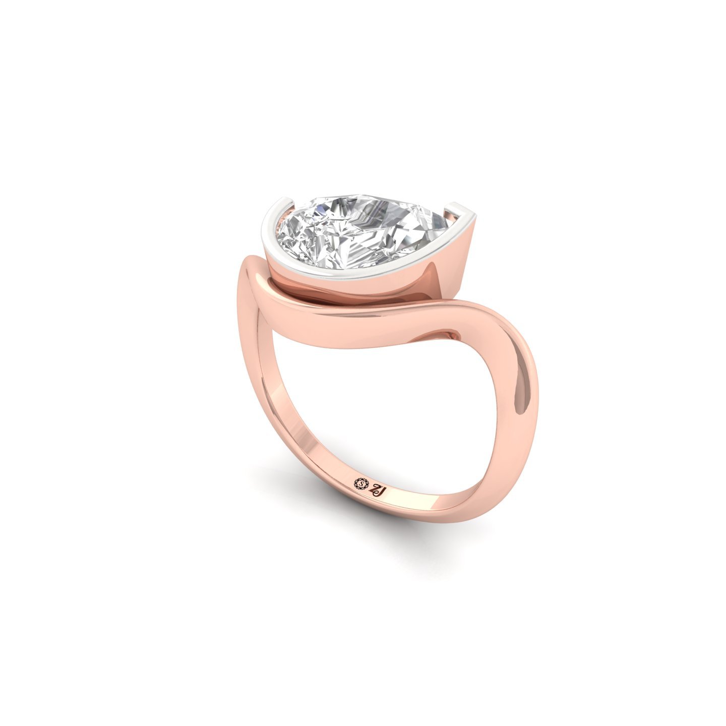 Pear Cut Diamond Solitaire Ring | Lab Grown CVD Diamond Bypass Engagement Ring | 925 Silver | 10K | 14K | 18K - View 2