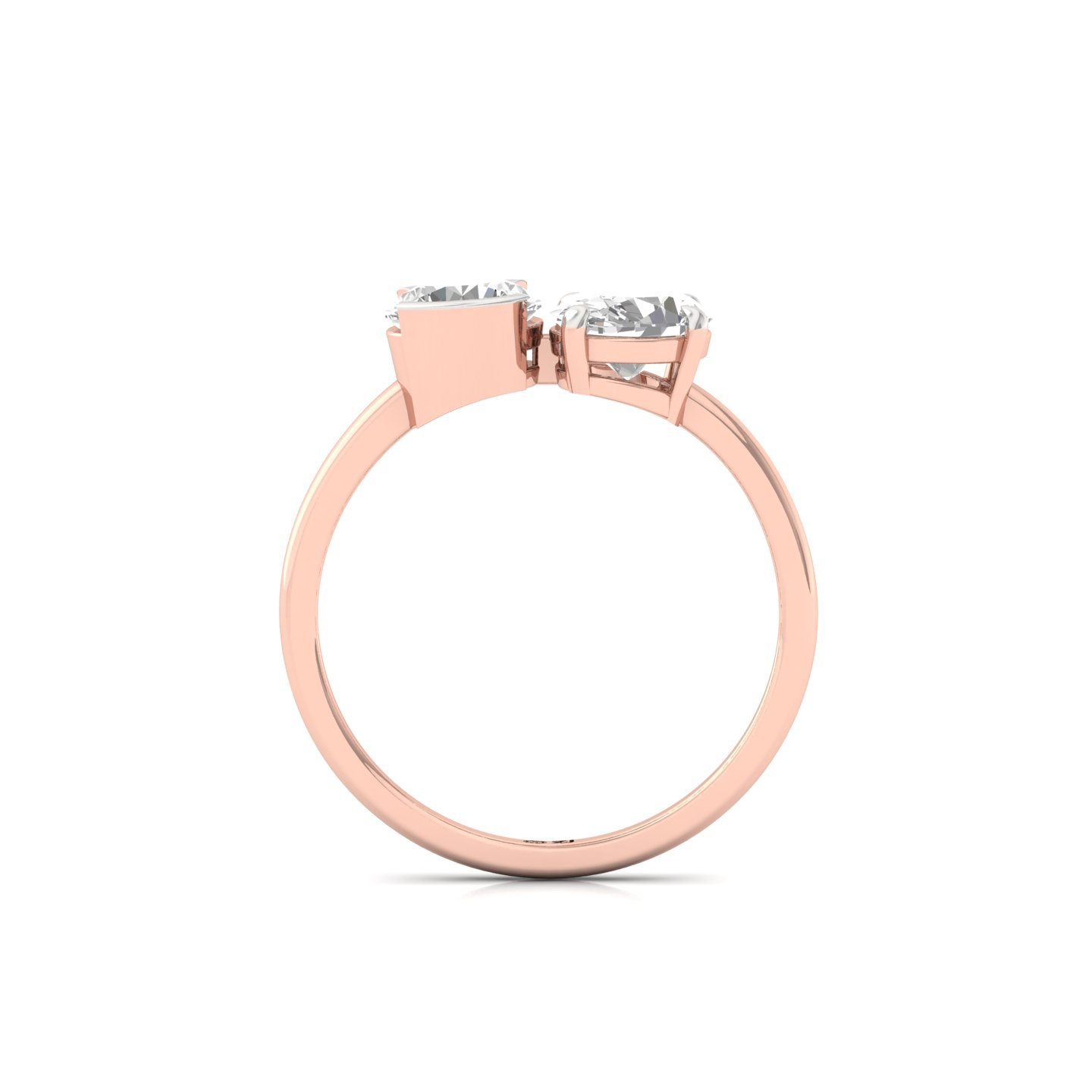 Oval & Round Cut Diamond Two-Stone Engagement Ring | Lab Grown CVD Diamond Ring | 925 Silver | 10K | 14K | 18K - View 2