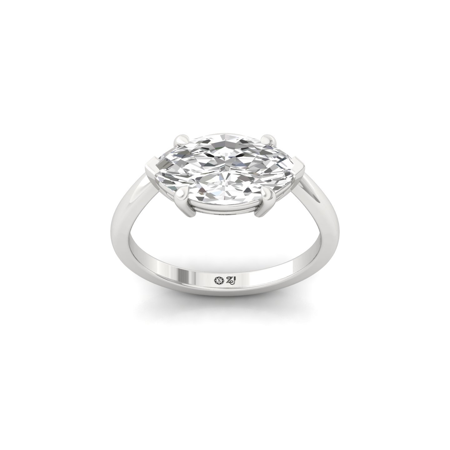 Marquise Cut Diamond Solitaire Engagement Ring | Elegant Lab Grown CVD Diamond Ring | 925 Silver | 10K | 14K | 18K | Rose Gold - Main View