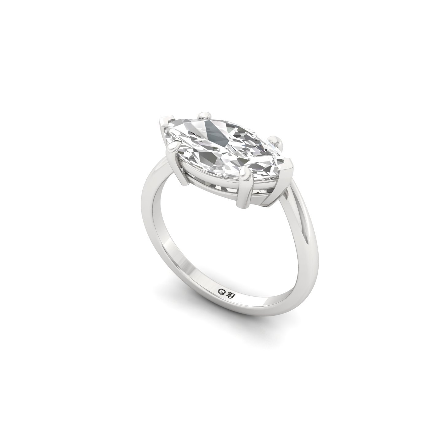 Marquise Cut Diamond Solitaire Engagement Ring | Elegant Lab Grown CVD Diamond Ring | 925 Silver | 10K | 14K | 18K | Rose Gold - View 2