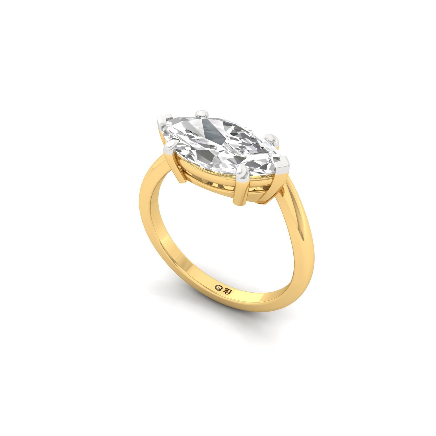 Marquise Cut Diamond Solitaire Engagement Ring | Elegant Lab Grown CVD Diamond Ring | 925 Silver | 10K | 14K | 18K | Rose Gold - View 2