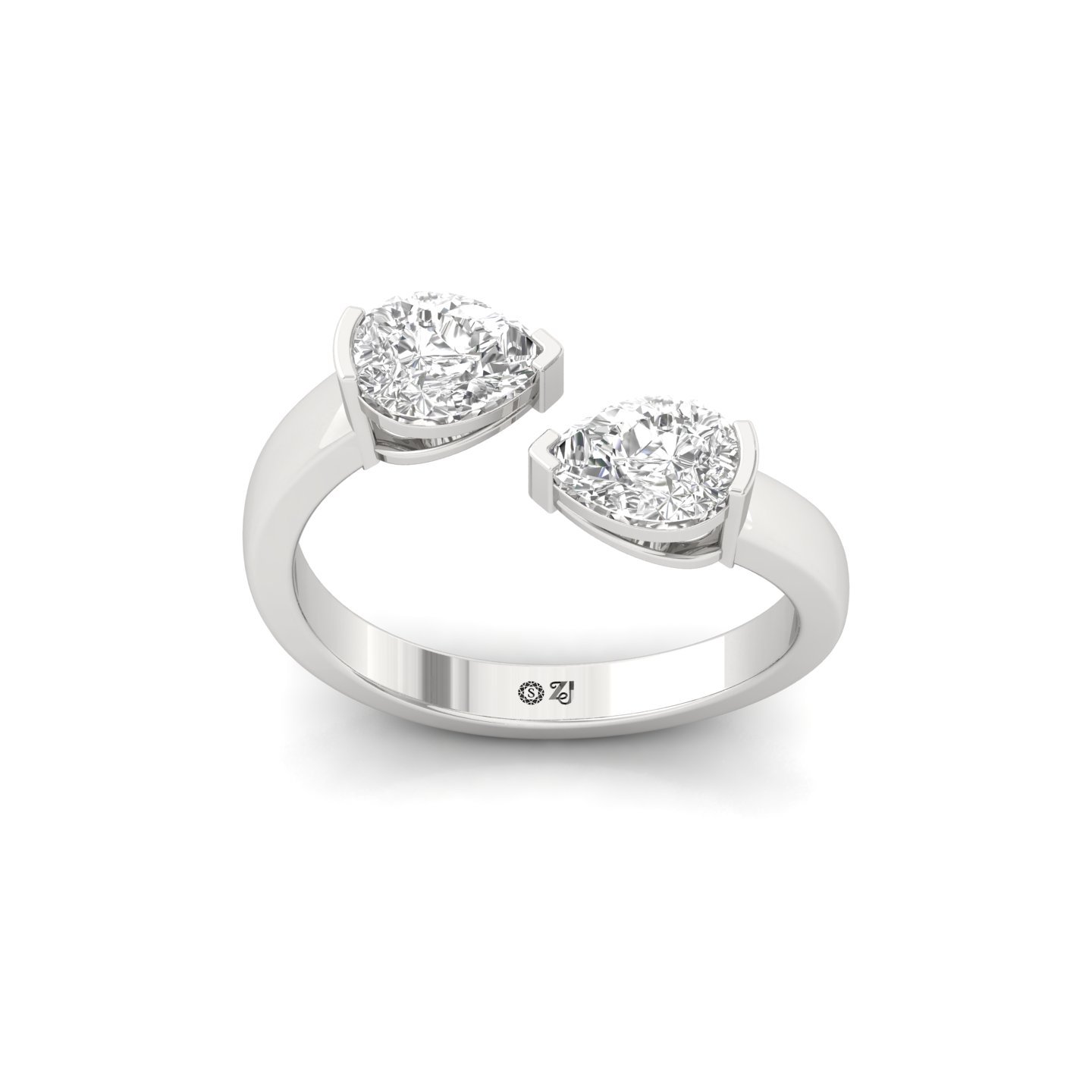 Pear Cut Toi et Moi Diamond Engagement Ring | Romantic Lab Grown CVD Diamond Two-Stone Ring | 925 Silver | 10K | 14K | 18K - Main View