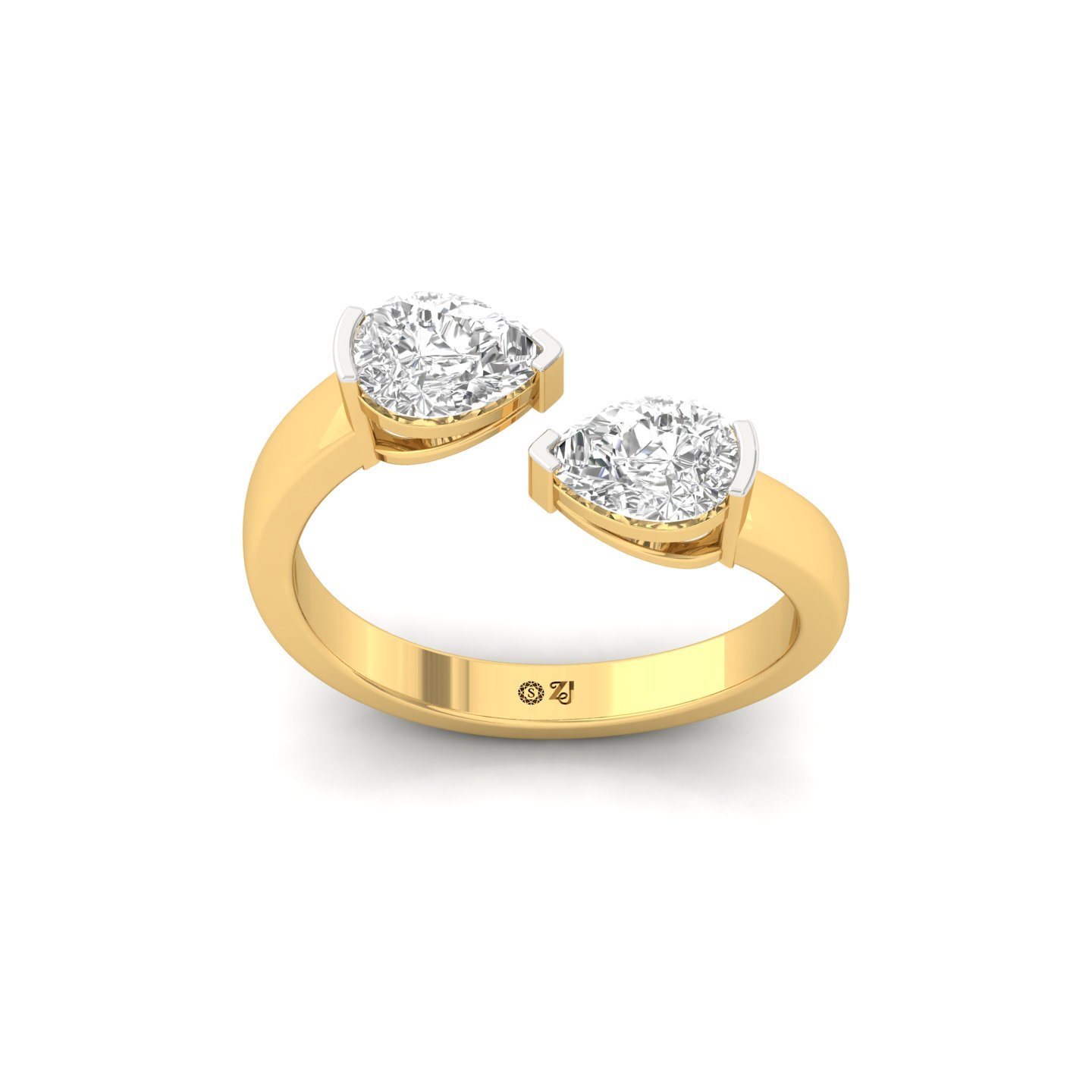 Pear Cut Toi et Moi Diamond Engagement Ring | Romantic Lab Grown CVD Diamond Two-Stone Ring | 925 Silver | 10K | 14K | 18K - Gold Main View