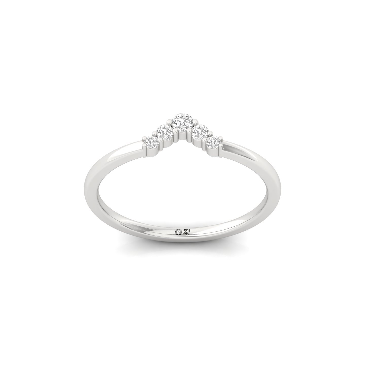 Diamond Chevron V-Shaped Ring | Elegant Lab Grown CVD Diamond Wedding Band | 925 Silver | 10K | 14K | 18K - Main View