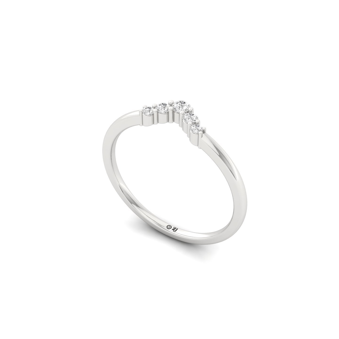 Diamond Chevron V-Shaped Ring | Elegant Lab Grown CVD Diamond Wedding Band | 925 Silver | 10K | 14K | 18K - View 2