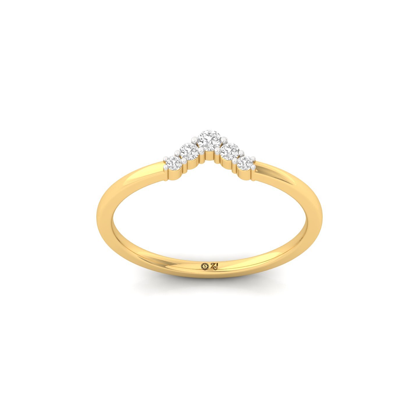 Diamond Chevron V-Shaped Ring | Elegant Lab Grown CVD Diamond Wedding Band | 925 Silver | 10K | 14K | 18K - Gold Main View