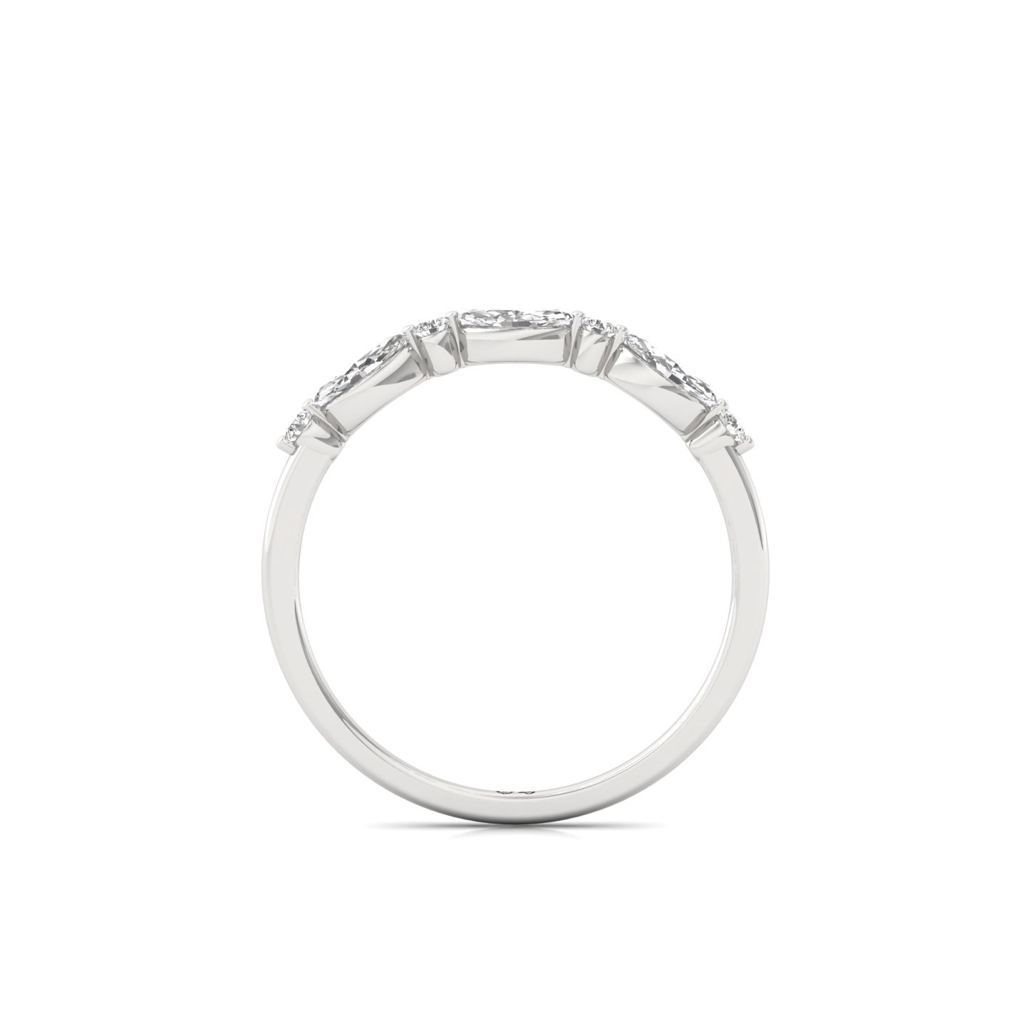 Marquise & Round Diamond Band Ring | Elegant Lab Grown CVD Diamond Stacking Wedding Band | 925 Silver | 10K | 14K | 18K - View 3