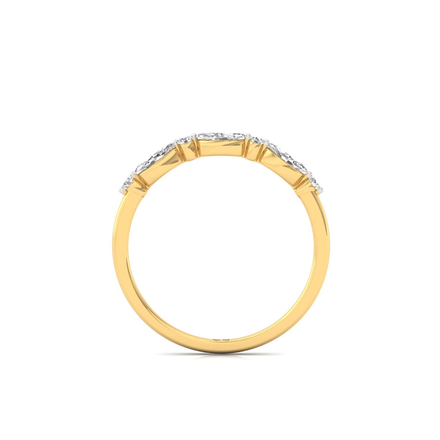 Marquise & Round Diamond Band Ring | Elegant Lab Grown CVD Diamond Stacking Wedding Band | 925 Silver | 10K | 14K | 18K - View 3