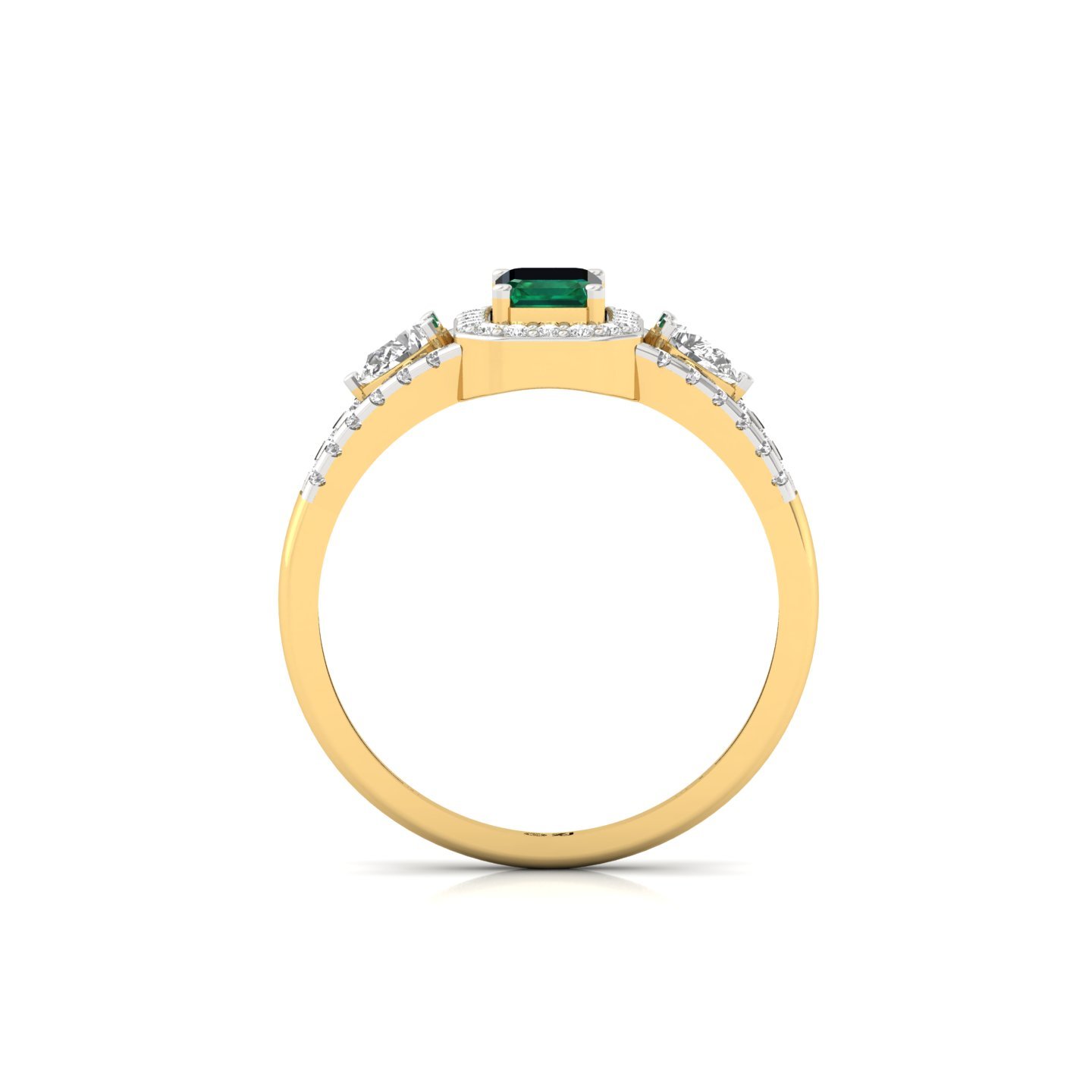 Emerald & Diamond Halo Ring | Lab Grown CVD Diamond with Emerald Center | Vintage Engagement Ring | 925 Silver | 10K | 14K | 18K - View 3