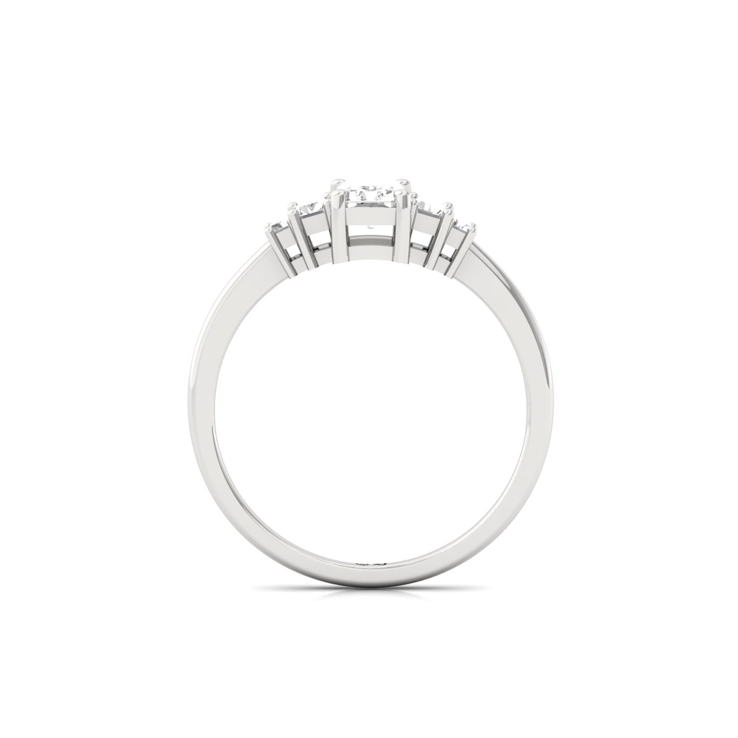 Radiant Cut Diamond Ring with Baguette Side Stones | Lab Grown Certified Engagement Ring | 925 Silver | 10K | 14K | 18K - View 3
