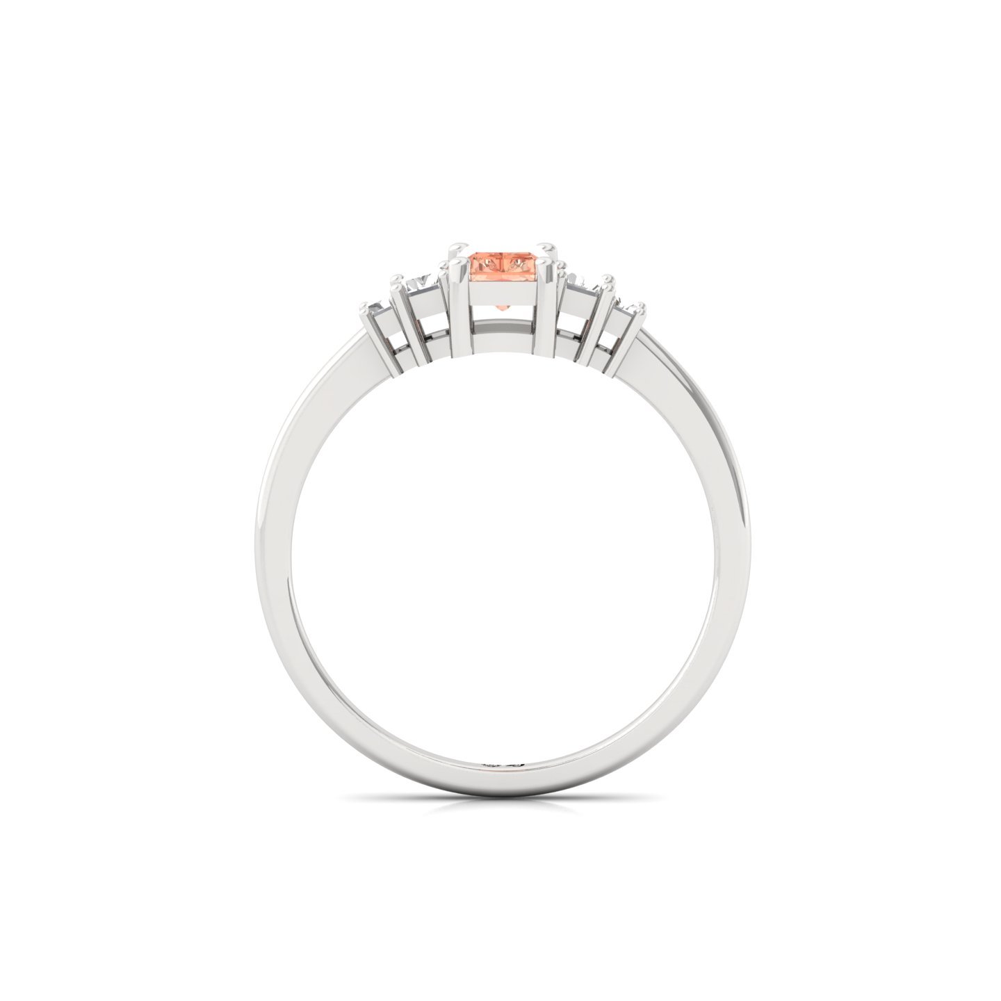 Orange Radiant Cut Diamond Ring with Baguette Side Stones | Lab Grown Certified Engagement Ring | 925 Silver | 10K | 14K | 18K - View 3