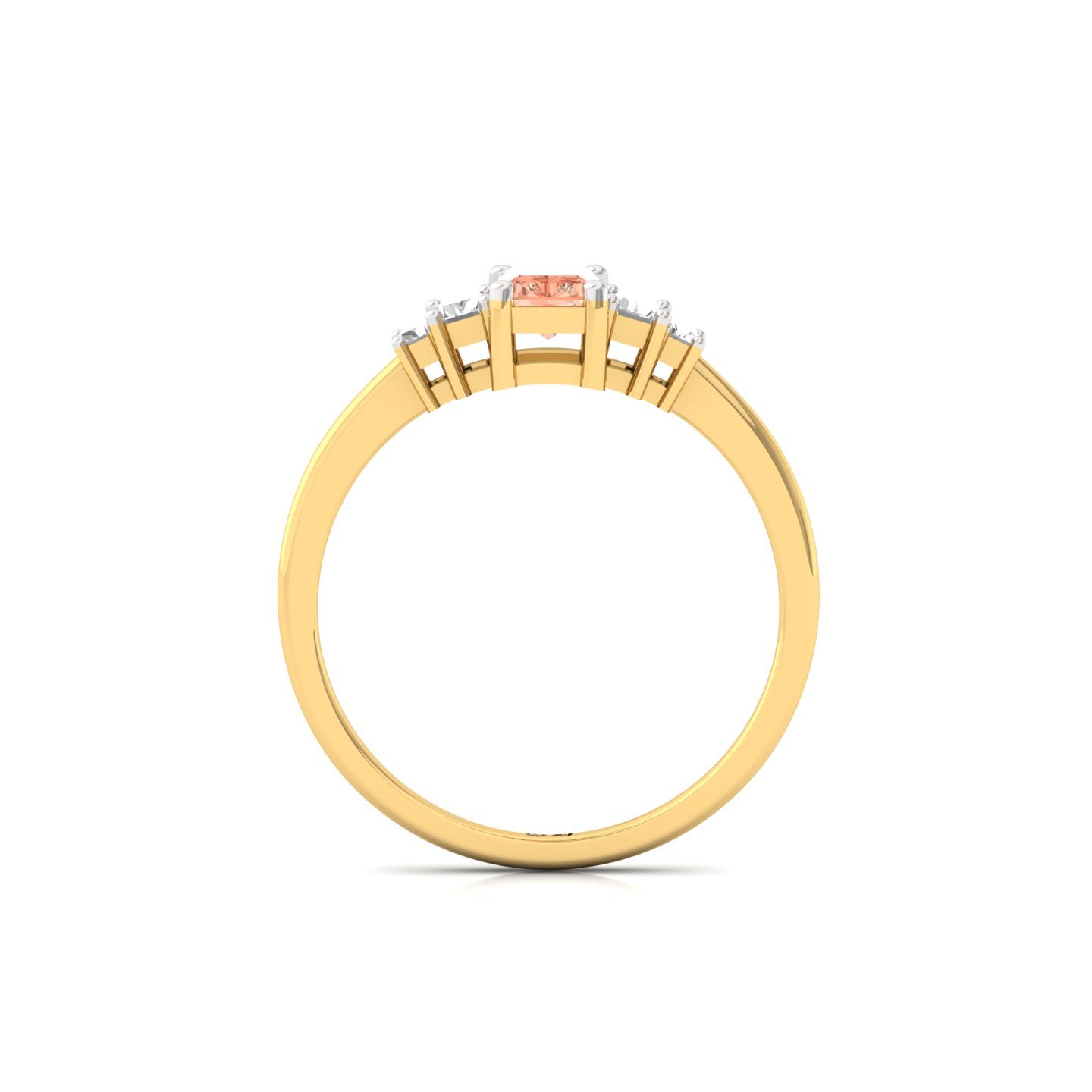 Orange Radiant Cut Diamond Ring with Baguette Side Stones | Lab Grown Certified Engagement Ring | 925 Silver | 10K | 14K | 18K - View 3
