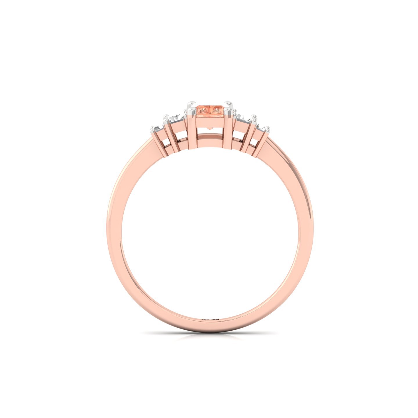 Orange Radiant Cut Diamond Ring with Baguette Side Stones | Lab Grown Certified Engagement Ring | 925 Silver | 10K | 14K | 18K - View 3