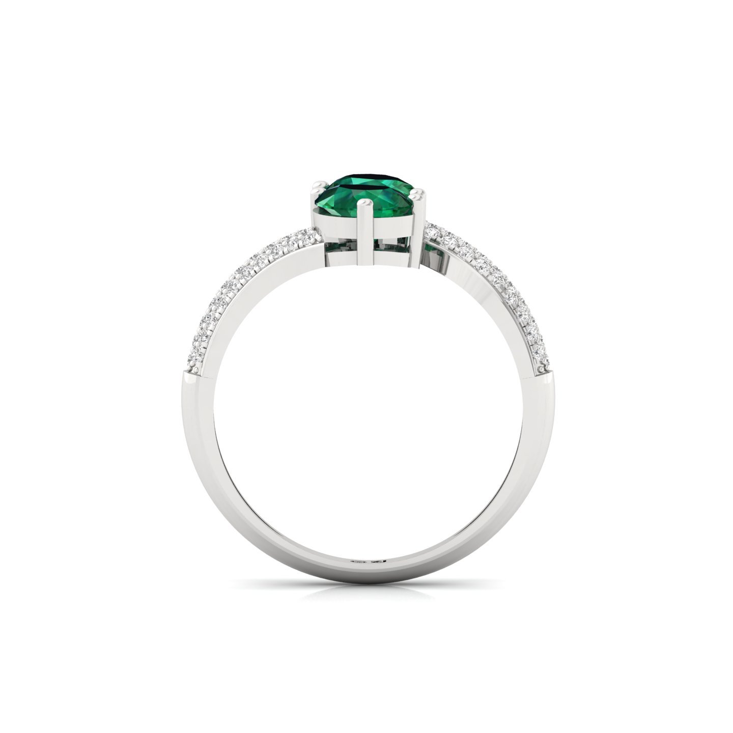 Pear Shape Emerald Diamond Ring | Double Pear Lab Grown Gemstone Ring with Diamond Accents | 925 Silver | 10K | 14K | 18K - View 3