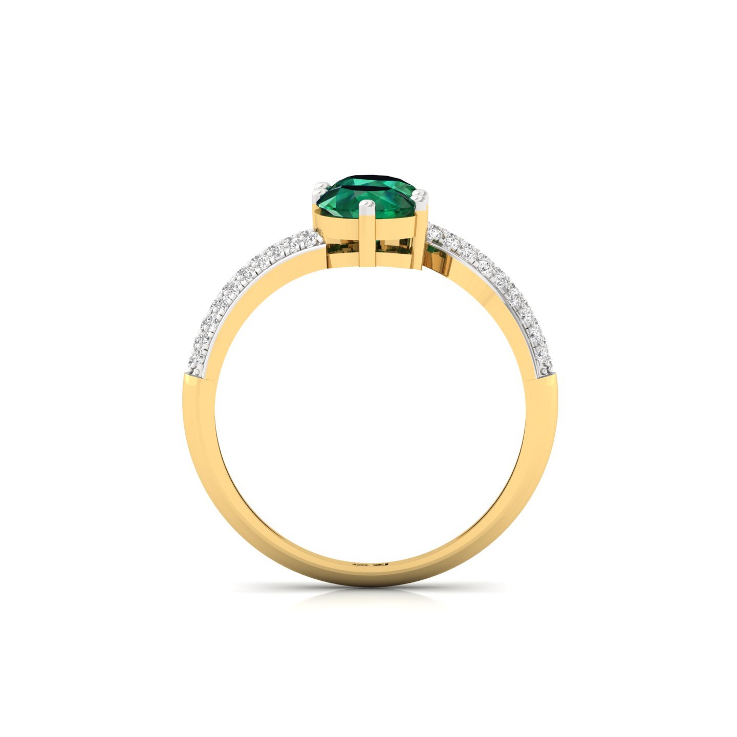 Pear Shape Emerald Diamond Ring | Double Pear Lab Grown Gemstone Ring with Diamond Accents | 925 Silver | 10K | 14K | 18K - View 3