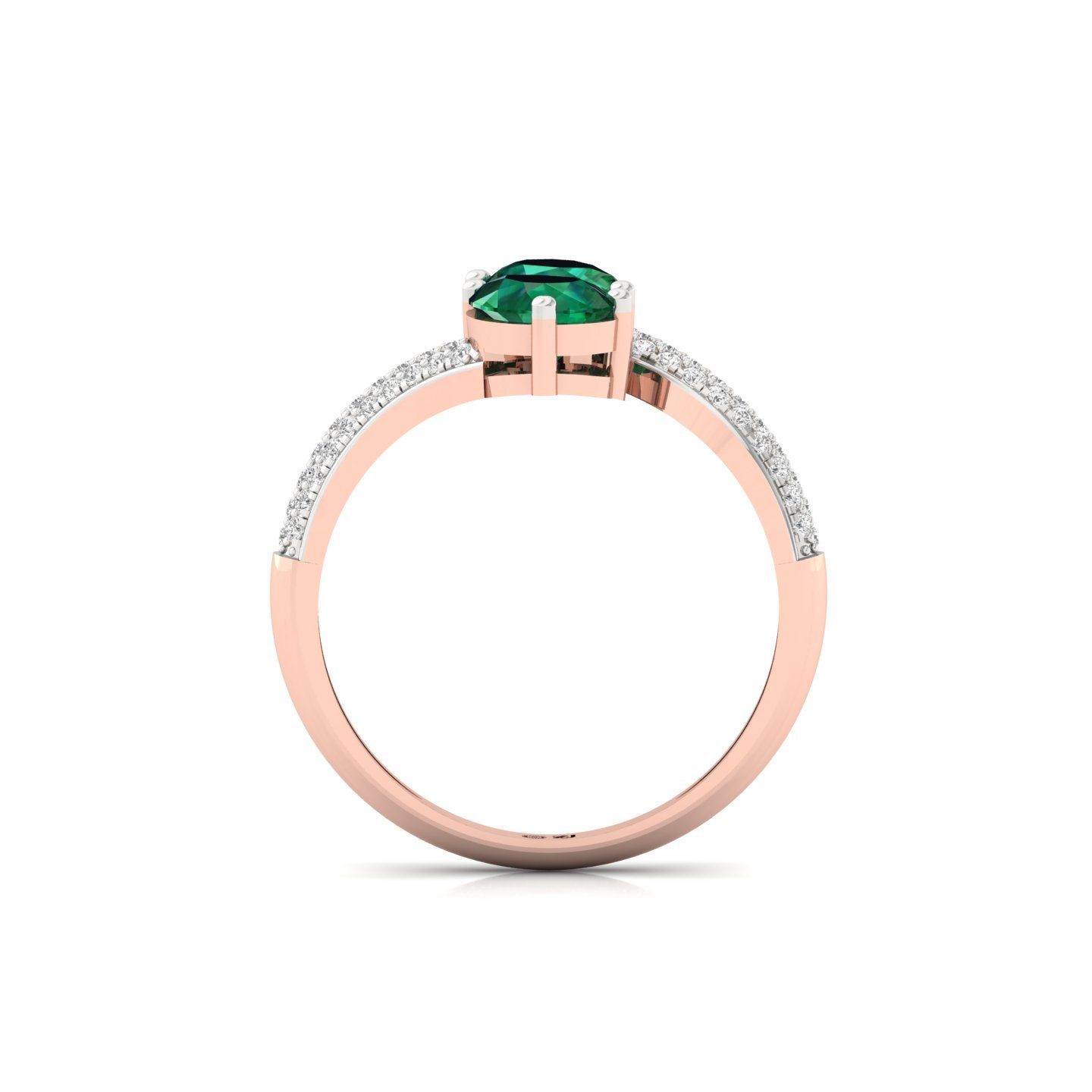 Pear Shape Emerald Diamond Ring | Double Pear Lab Grown Gemstone Ring with Diamond Accents | 925 Silver | 10K | 14K | 18K - View 3
