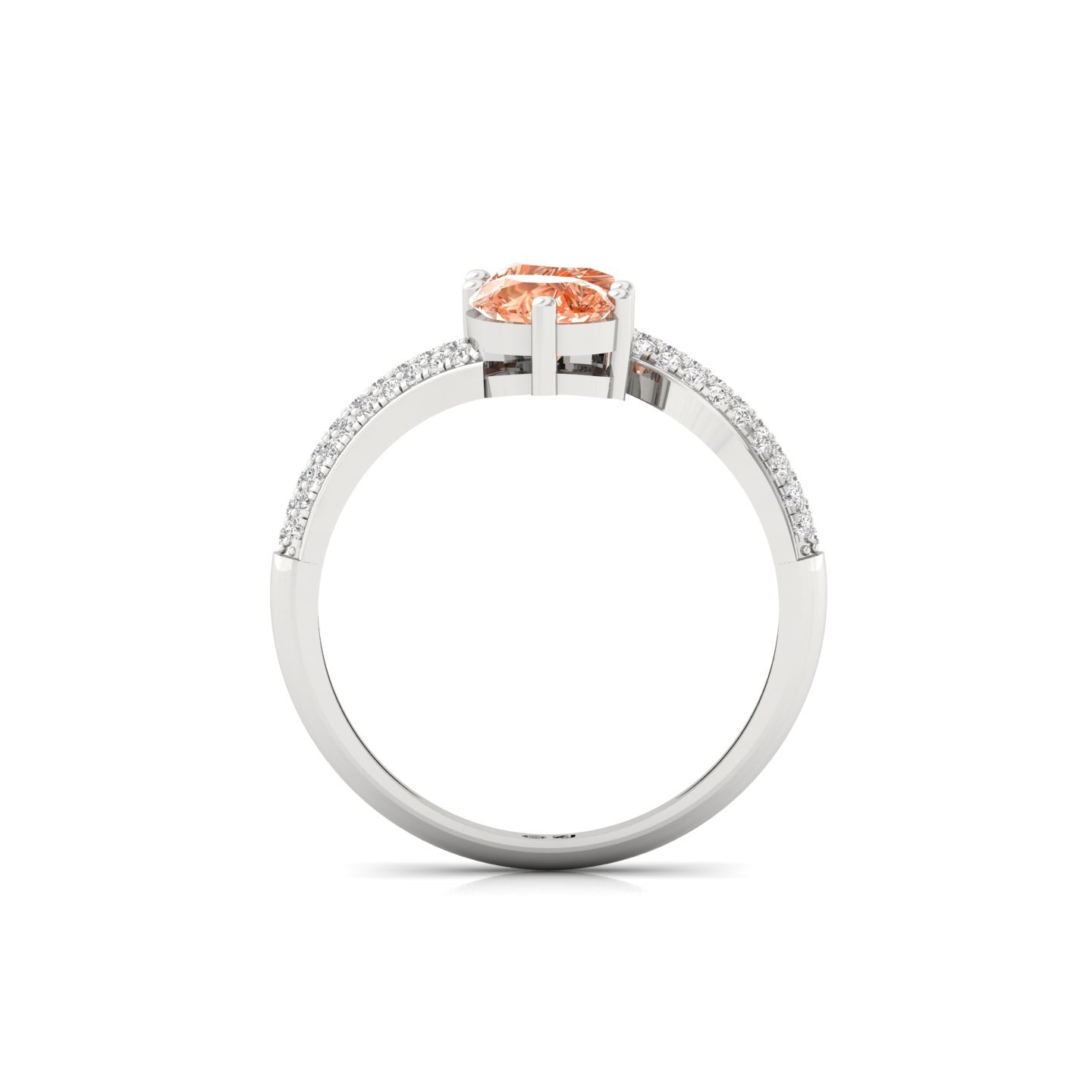 Pear Shape Orange Diamond Ring | Double Pear Lab Grown Gemstone Ring with Diamond Accents | 925 Silver | 10K | 14K | 18K - View 3