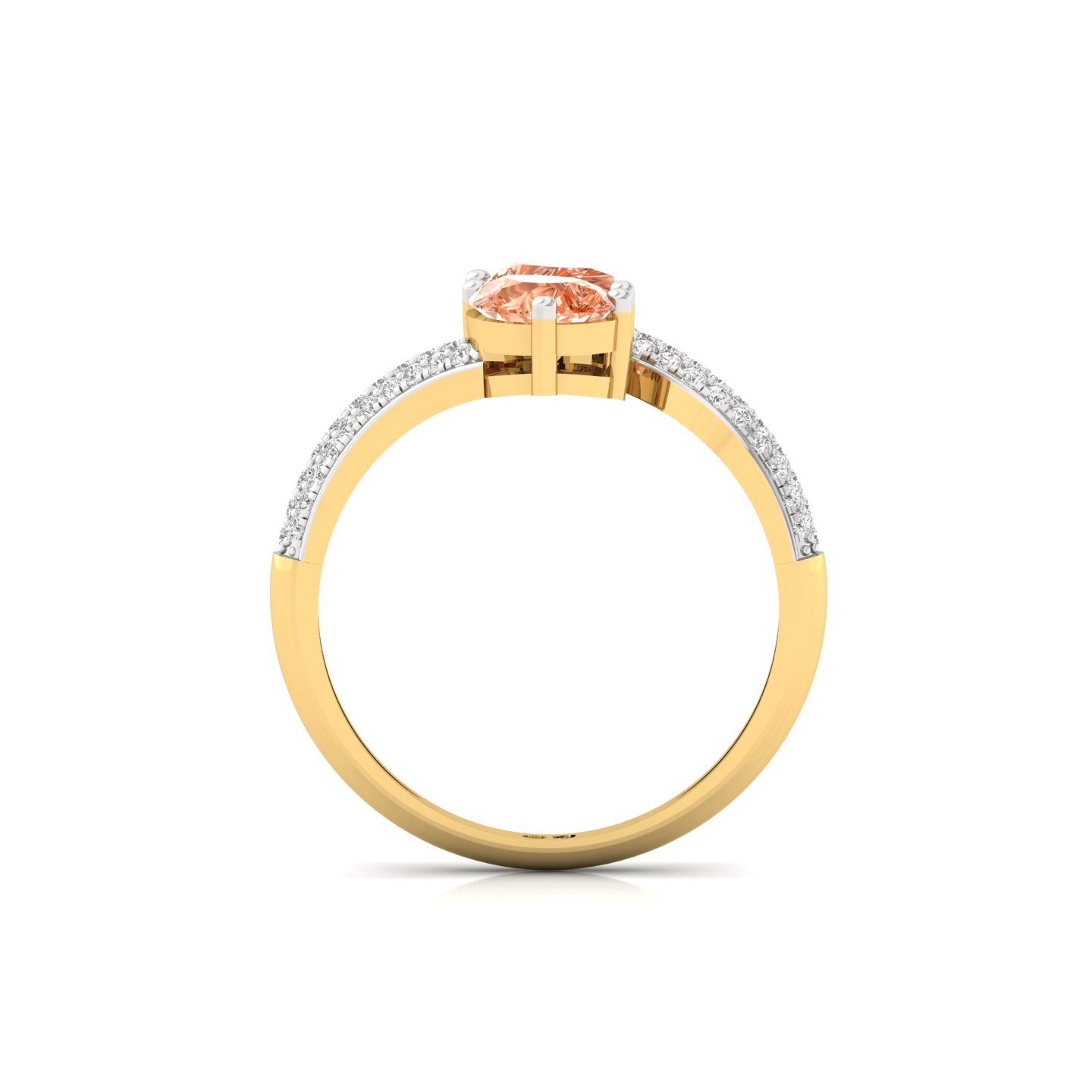 Pear Shape Orange Diamond Ring | Double Pear Lab Grown Gemstone Ring with Diamond Accents | 925 Silver | 10K | 14K | 18K - View 3