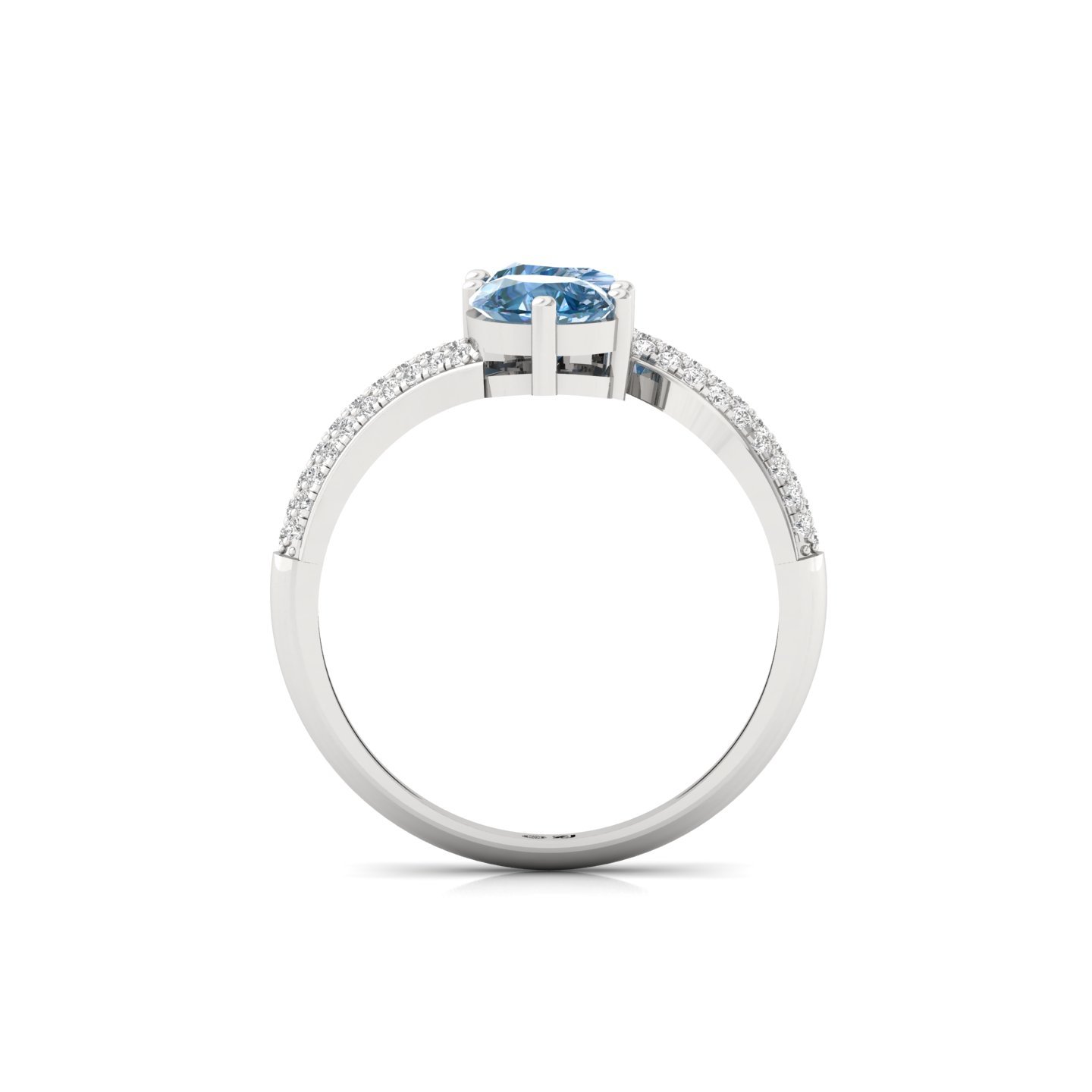 Pear Shape Blue Diamond Ring | Double Pear Lab Grown Gemstone Ring with Diamond Accents | 925 Silver | 10K | 14K | 18K - View 3