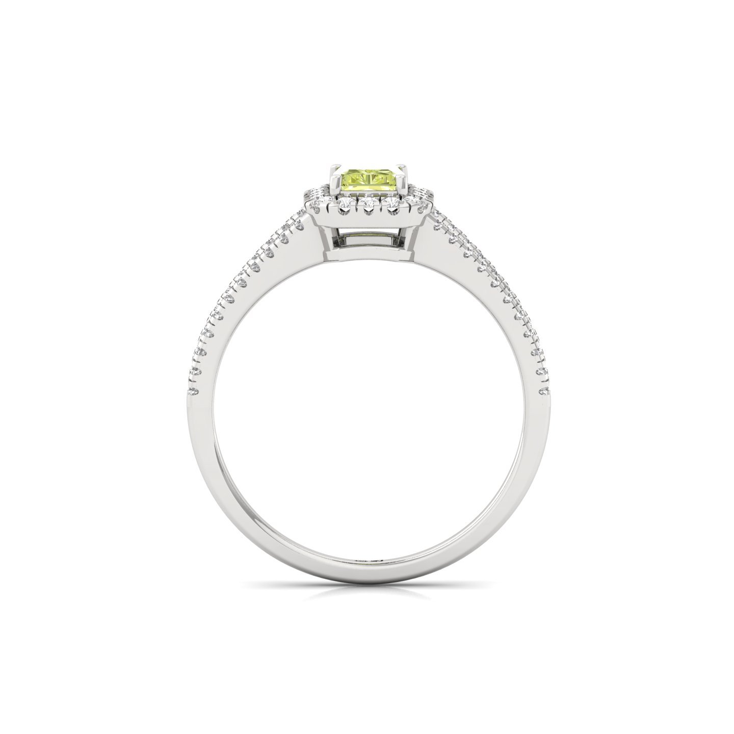Radiant Cut Yellow Diamond Ring | Halo Lab Grown Diamond Engagement Ring | 925 Silver | 10K | 14K | 18K - View 3